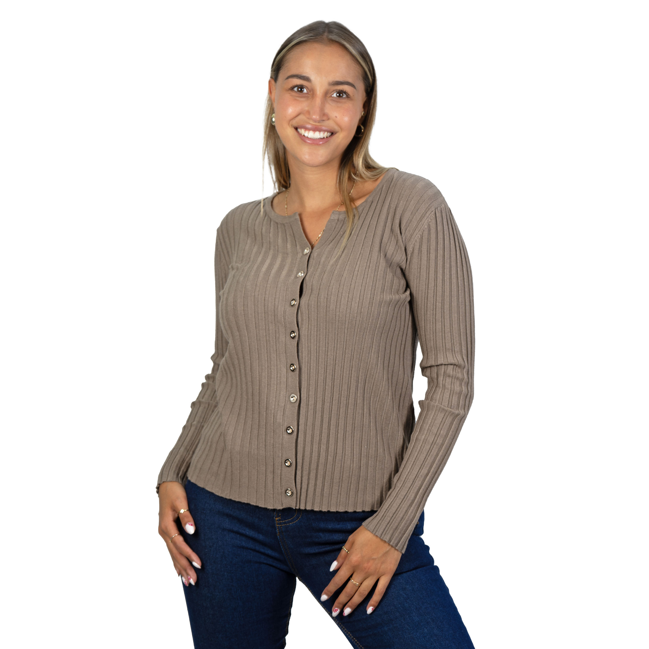 Sweater Básico con Botones acanalado colores 21