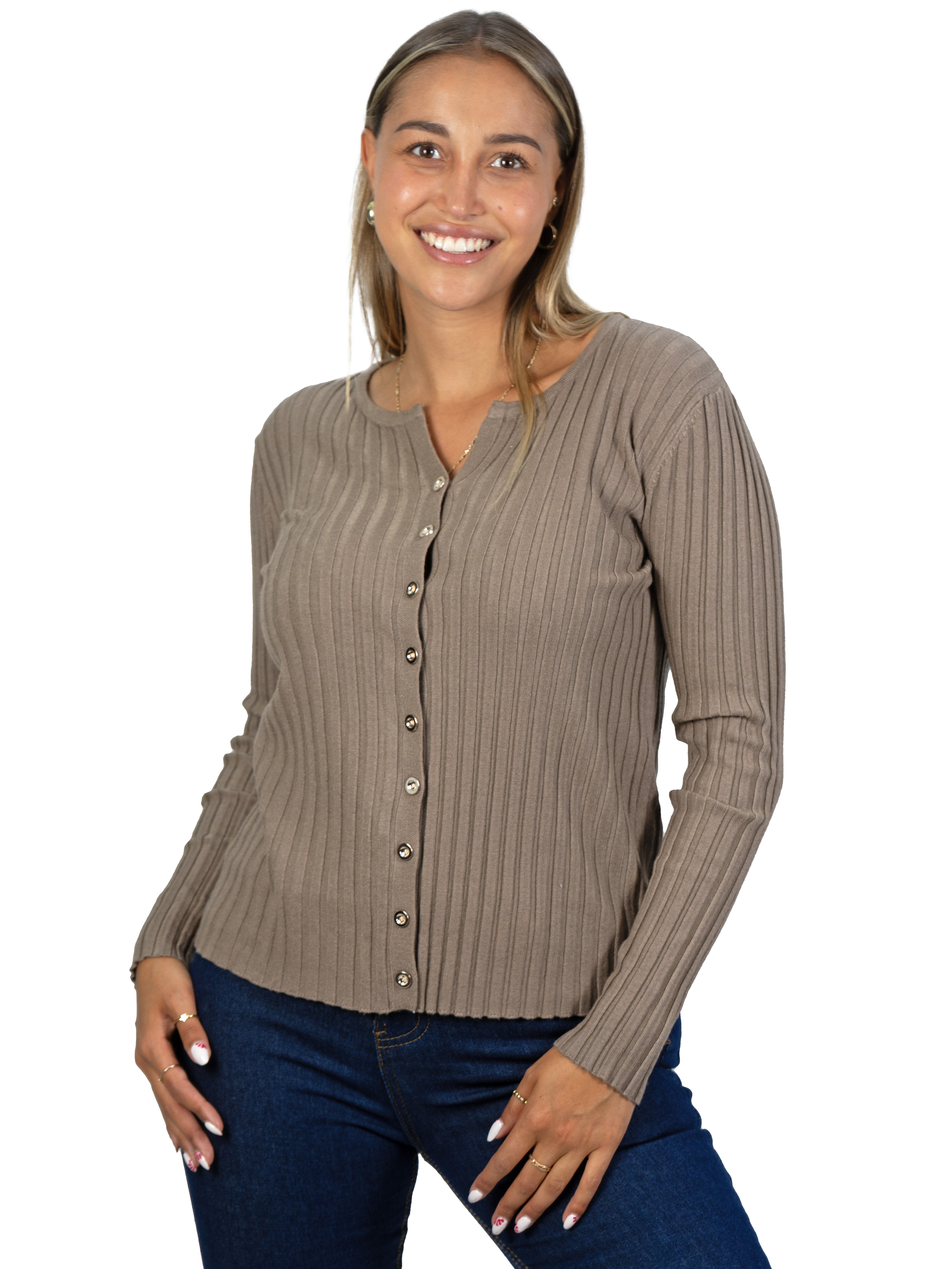 Sweater Básico con Botones acanalado colores 21