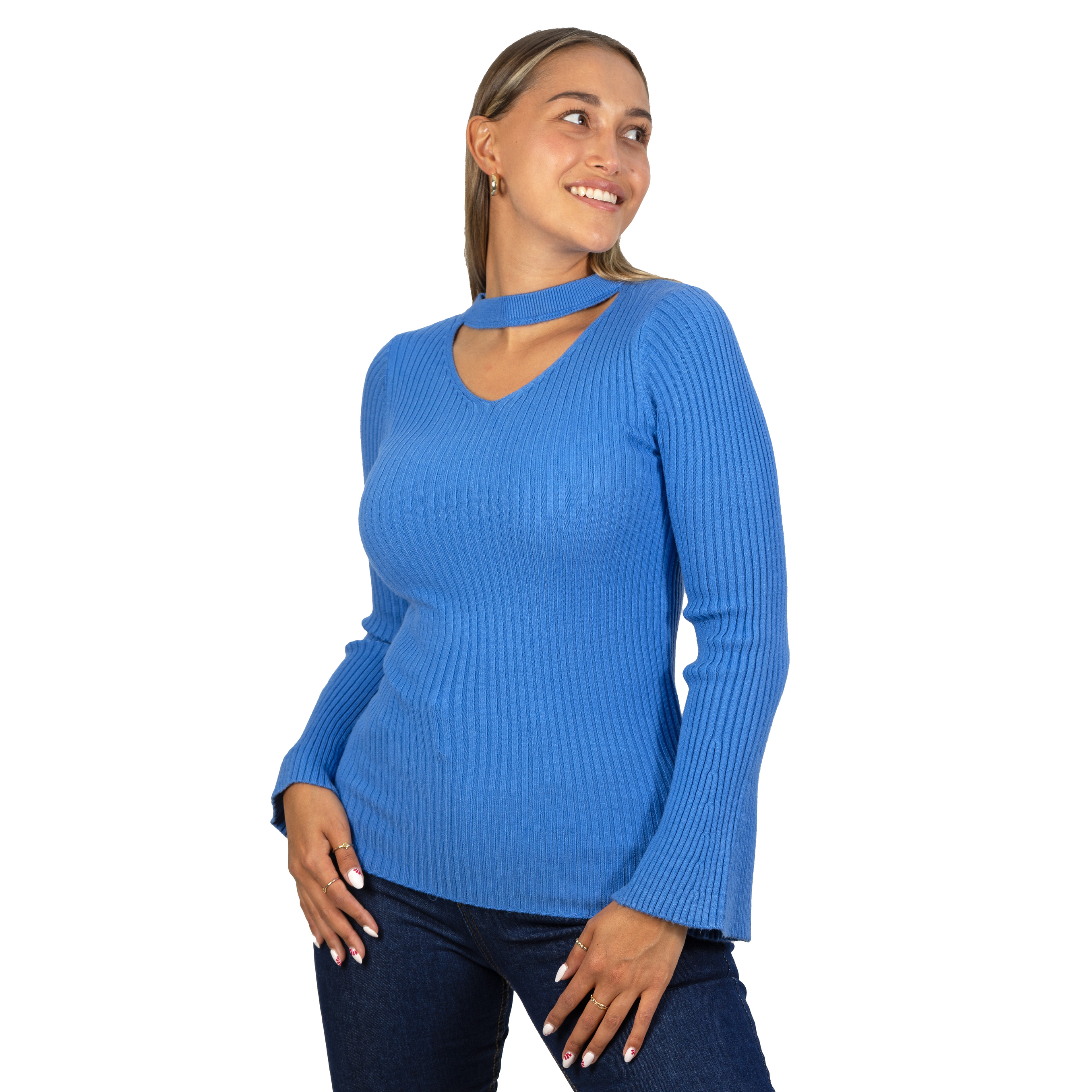 Sweater básico polera invierno colores manga acampanada 7