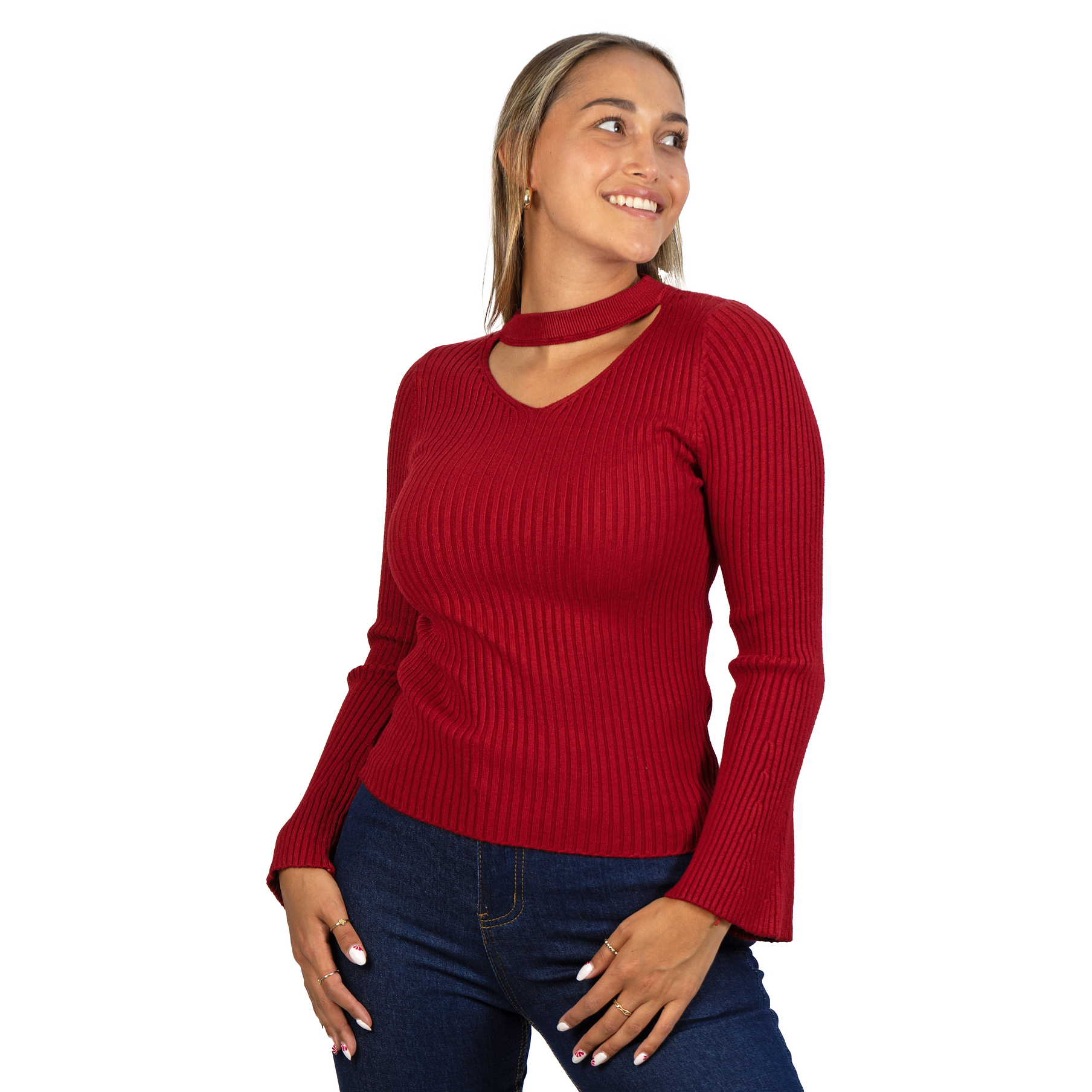 Sweater básico polera invierno colores manga acampanada 10