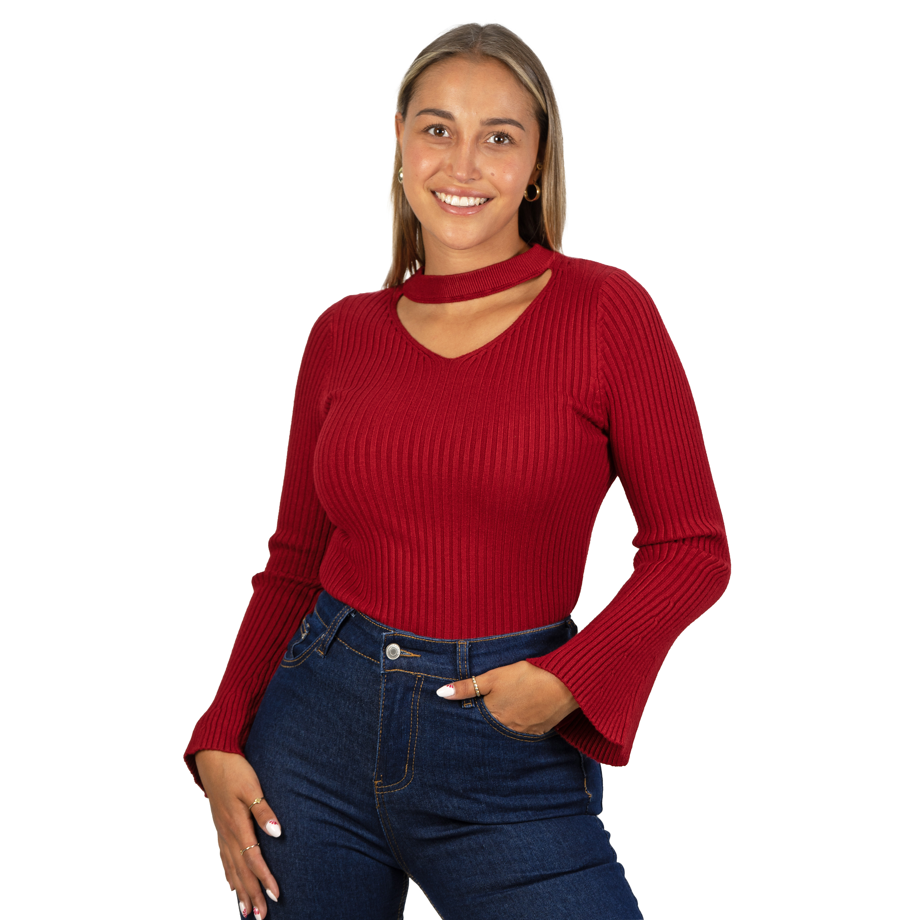 Sweater básico polera invierno colores manga acampanada 12