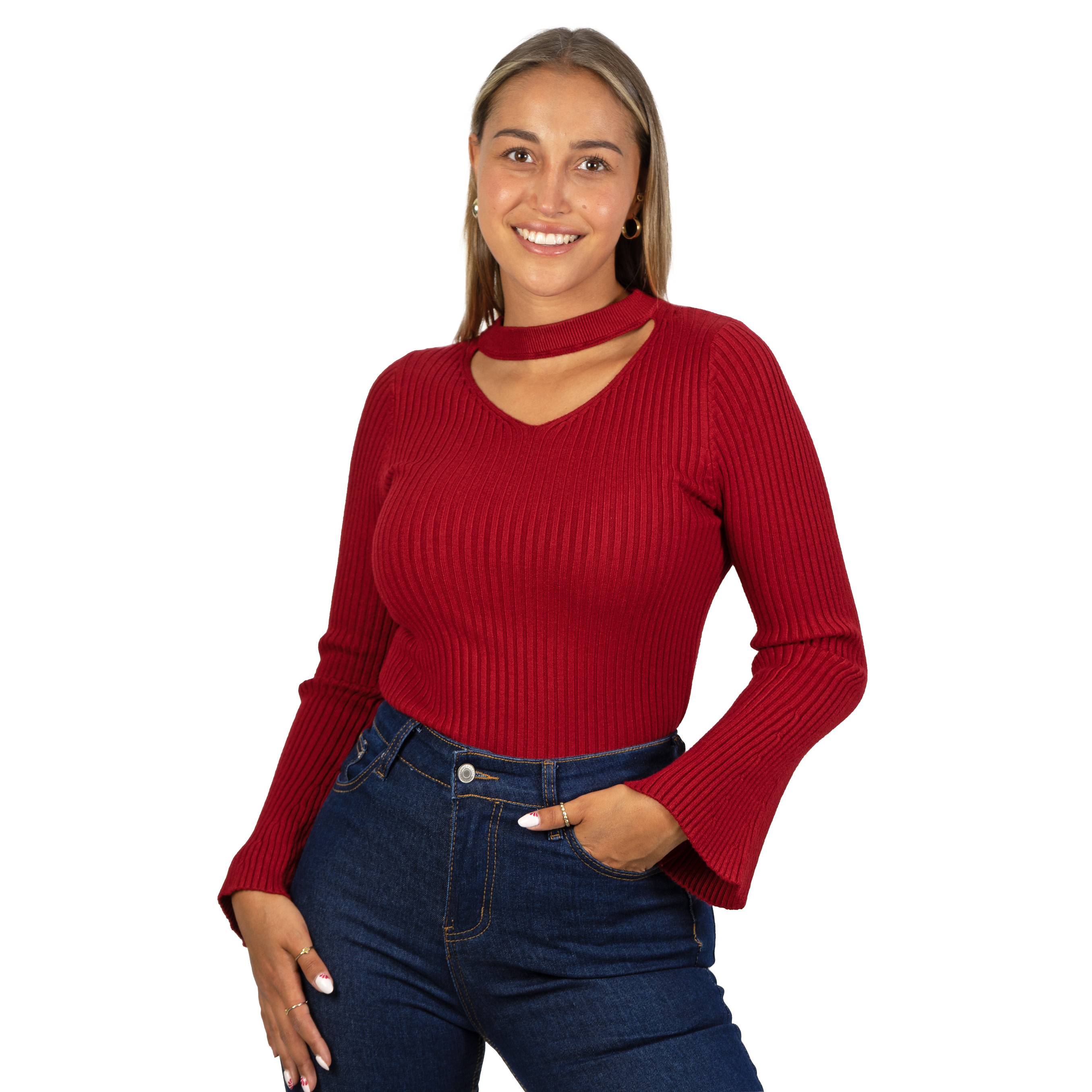 Sweater básico polera invierno colores manga acampanada 12