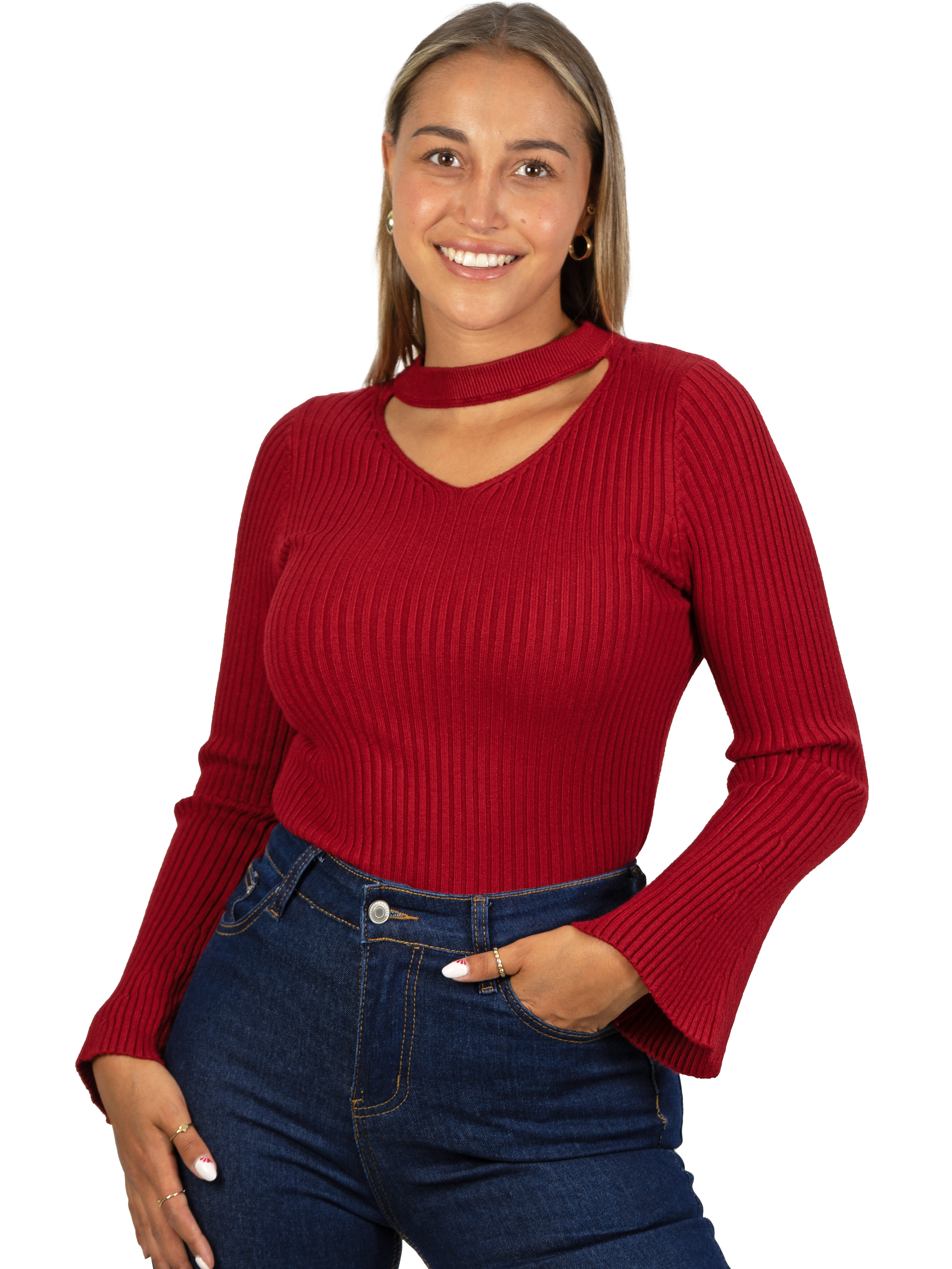 Sweater básico polera invierno colores manga acampanada 12