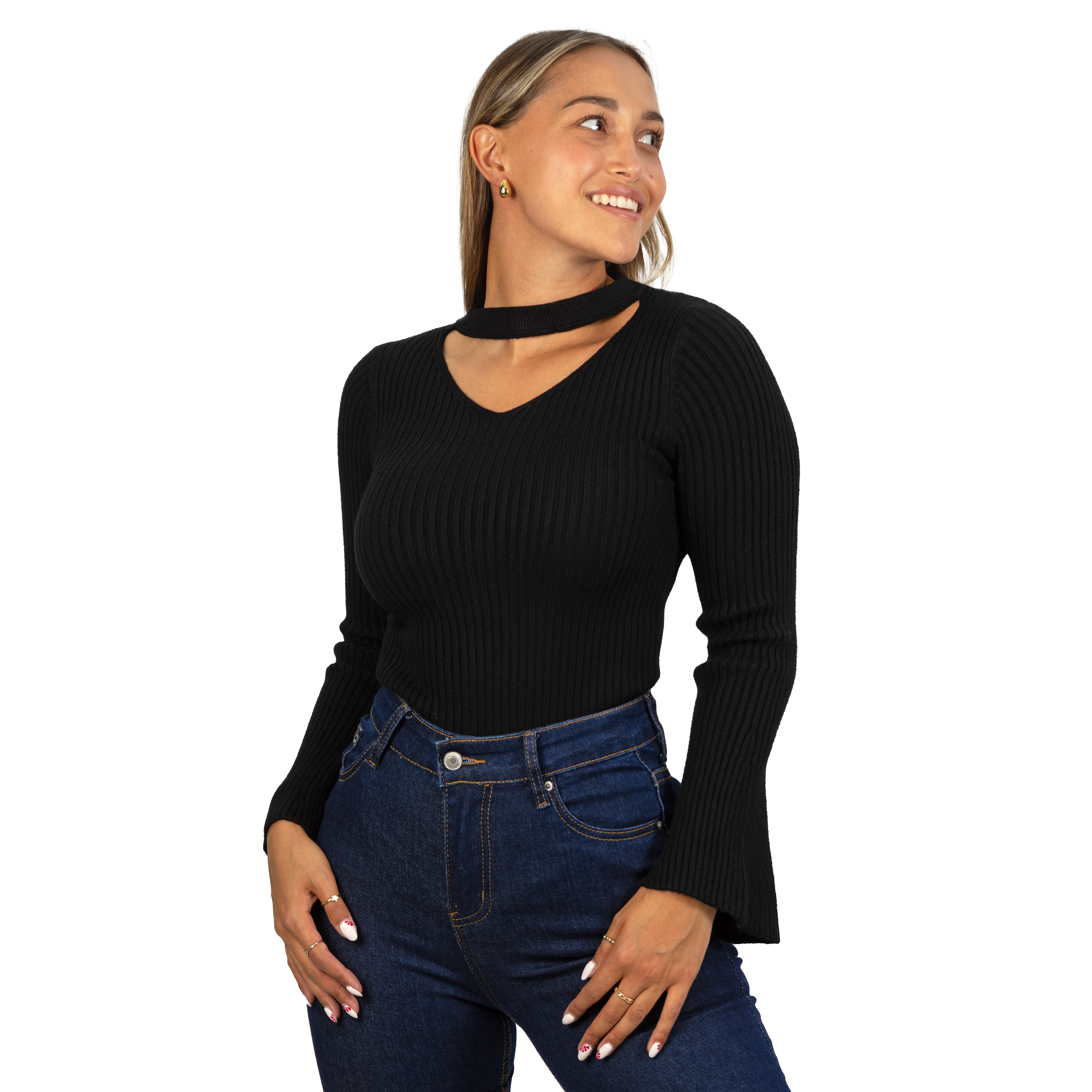 Sweater básico polera invierno colores manga acampanada 3