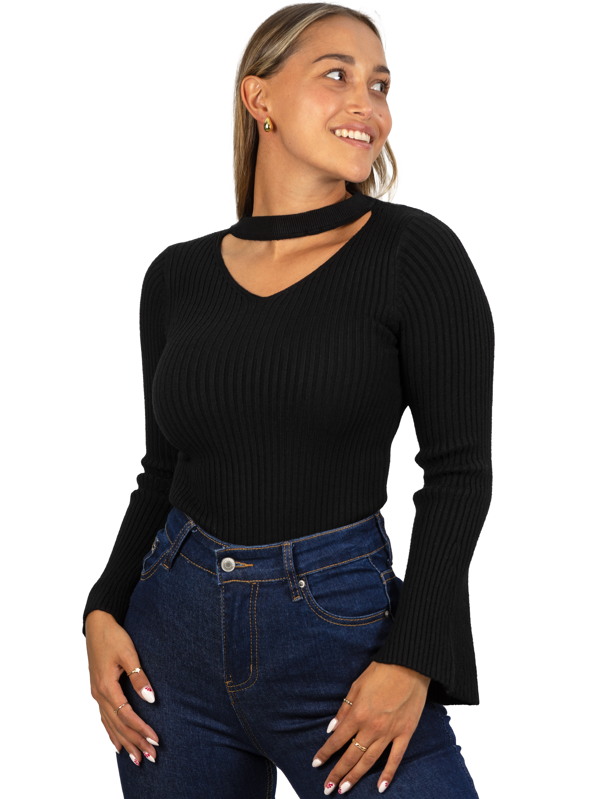 Sweater básico polera invierno colores manga acampanada 3