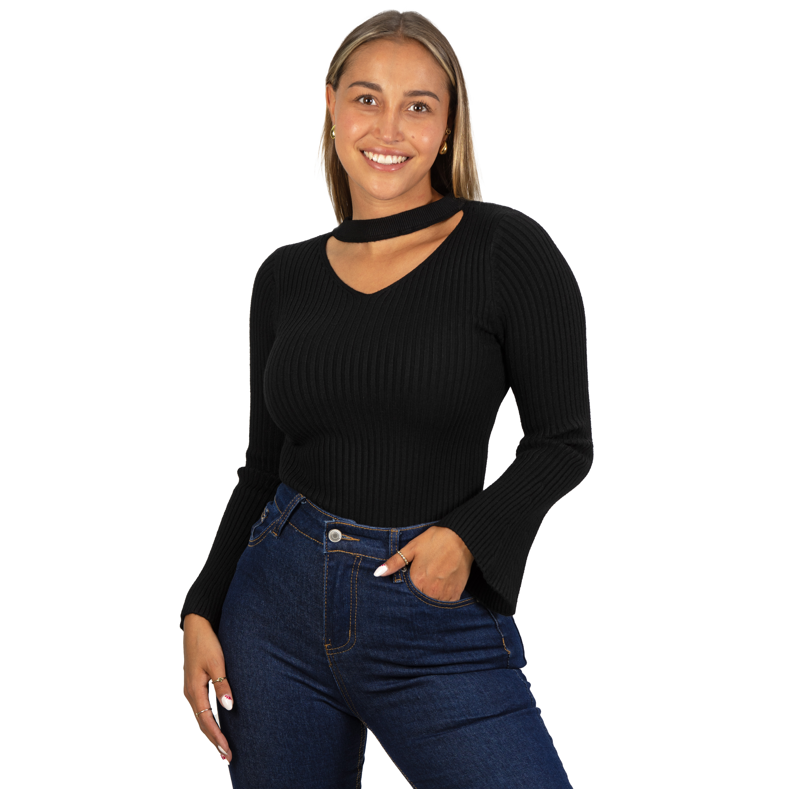 Sweater básico polera invierno colores manga acampanada 1