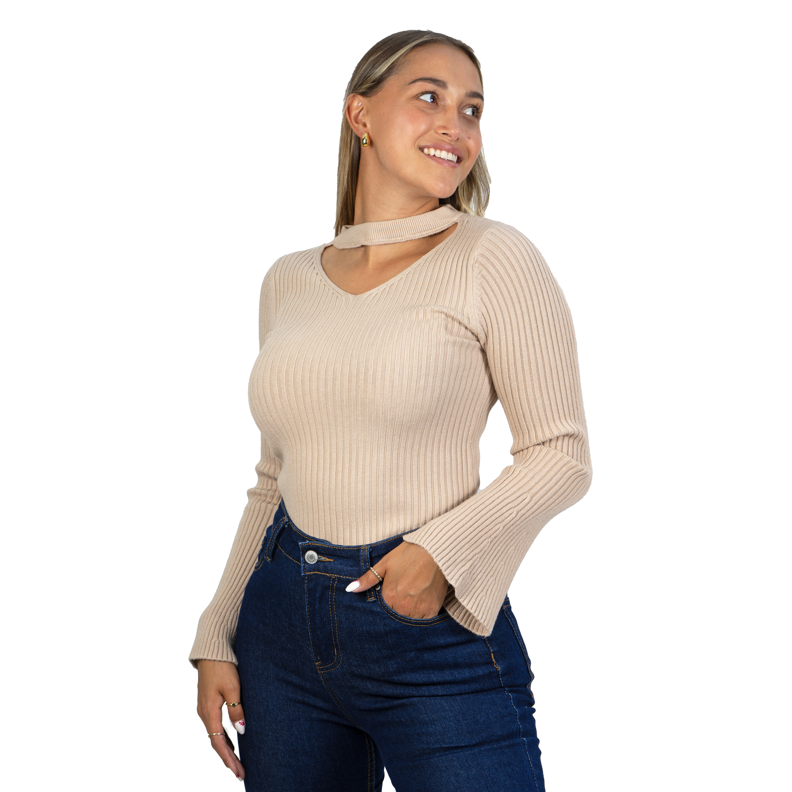 Sweater básico polera invierno colores manga acampanada 19