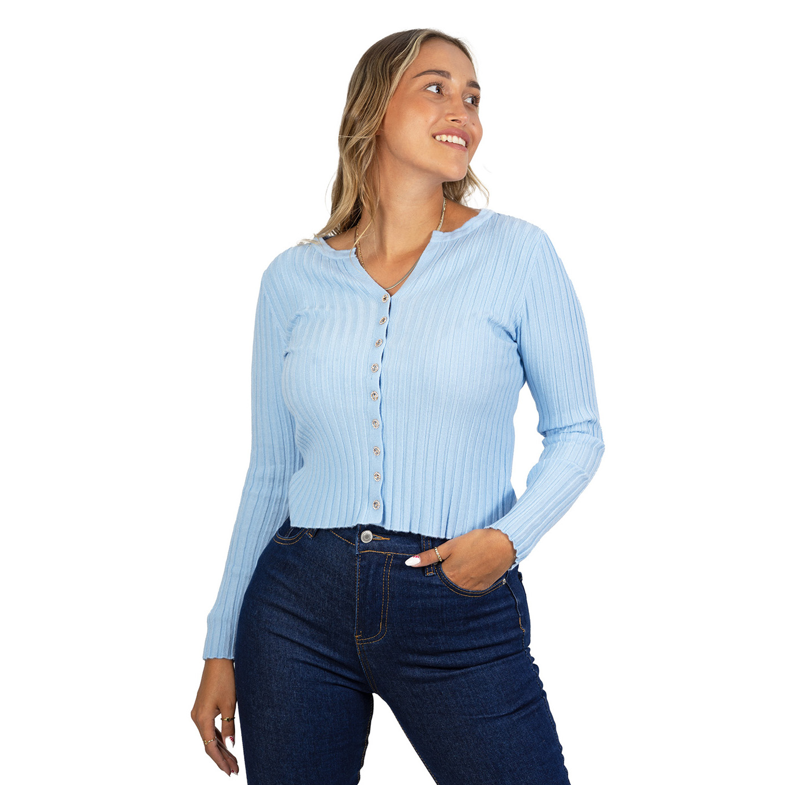 Sweater chaleco acanalado botón brillos Lau colores 5