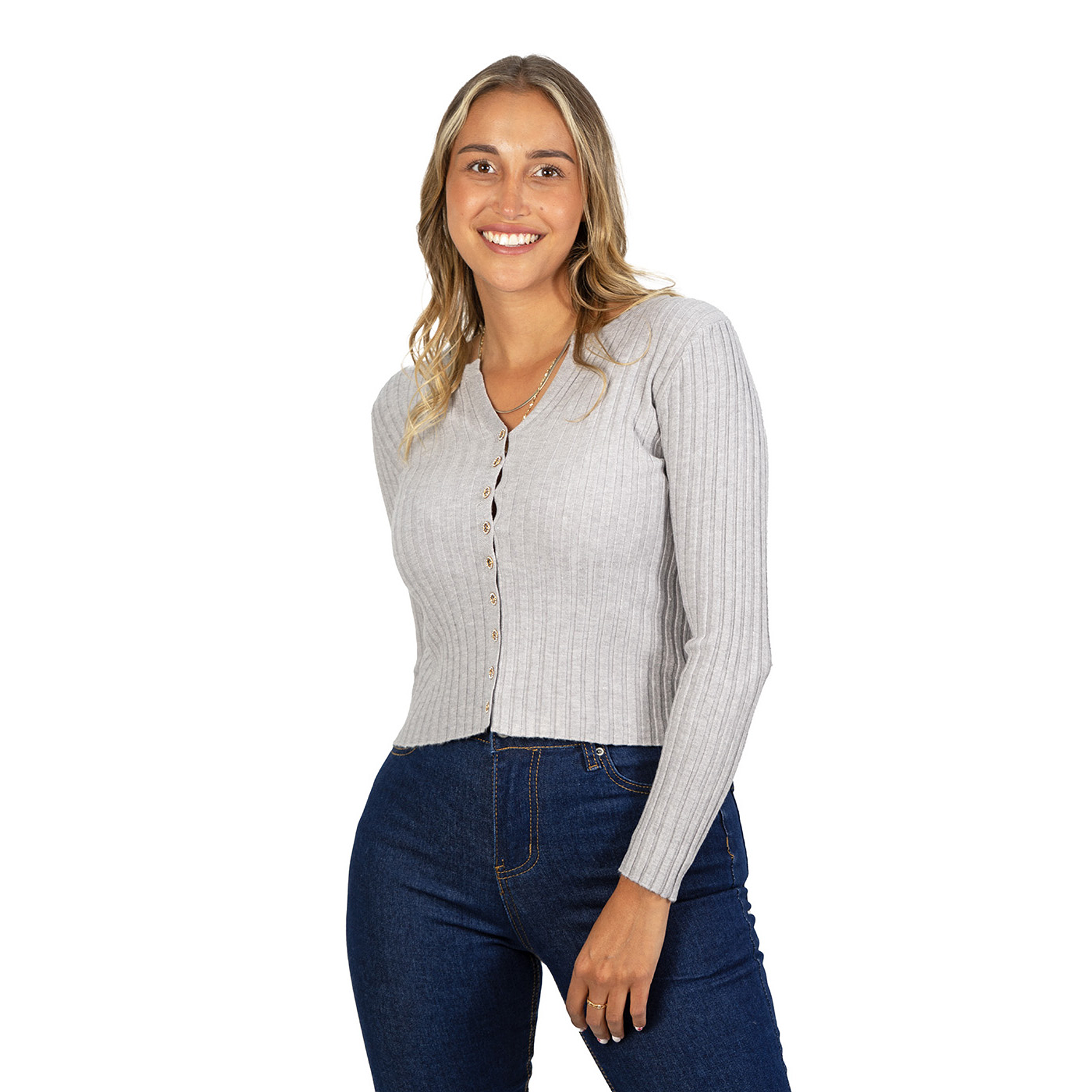 Sweater chaleco acanalado botón brillos Lau colores 2