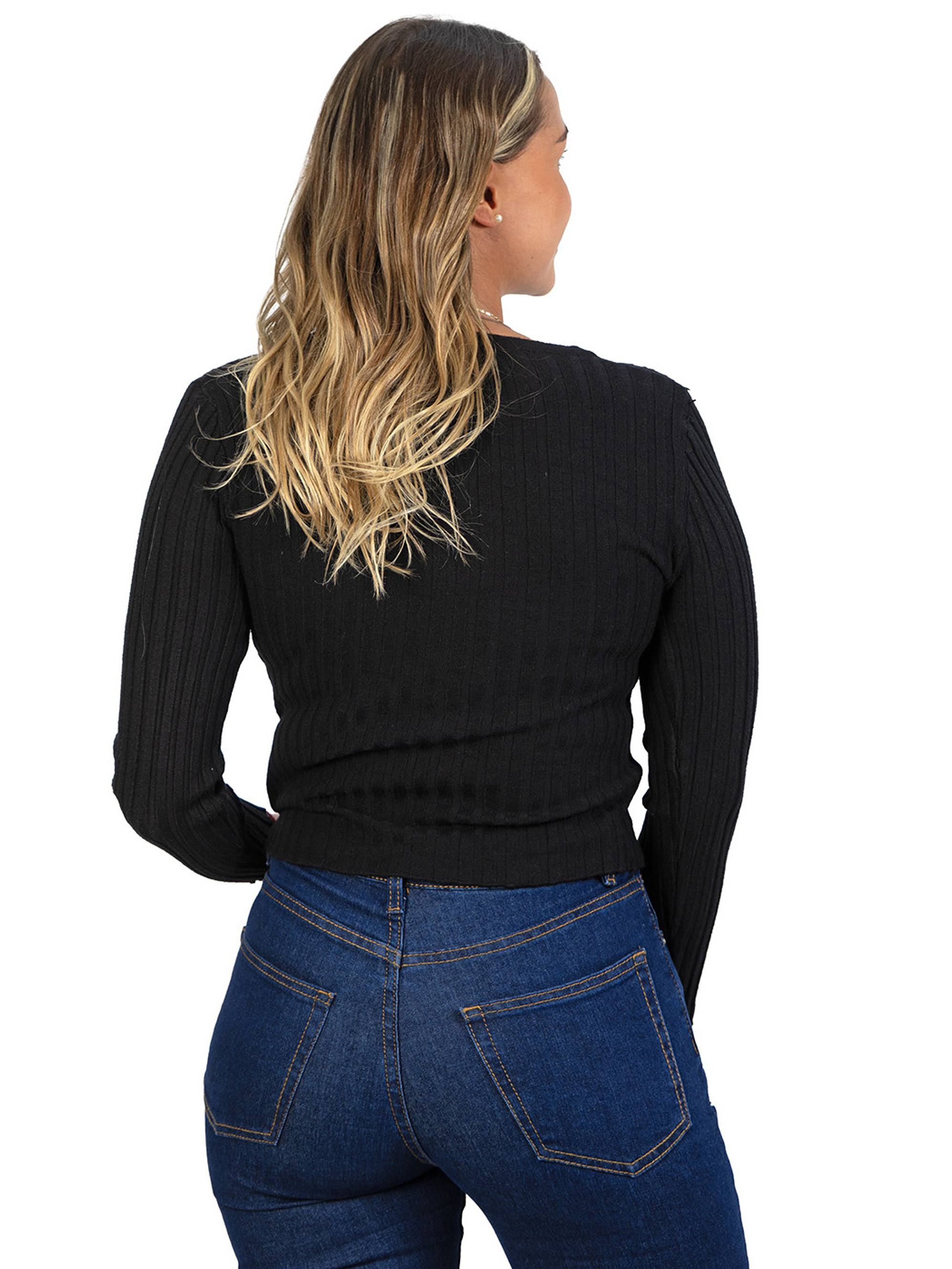 Sweater chaleco acanalado botón brillos Lau colores 20