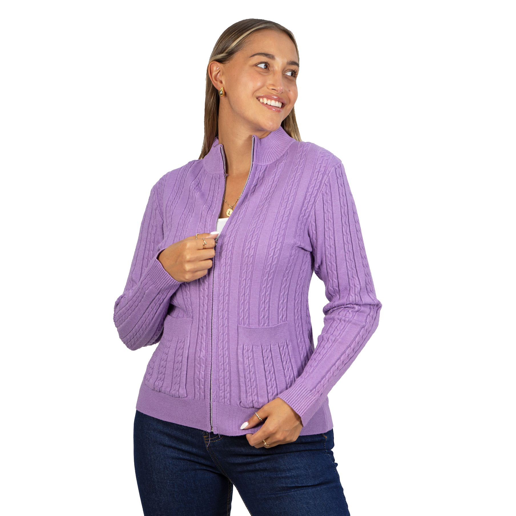 Chaleco mujer cierre texturado colores 1