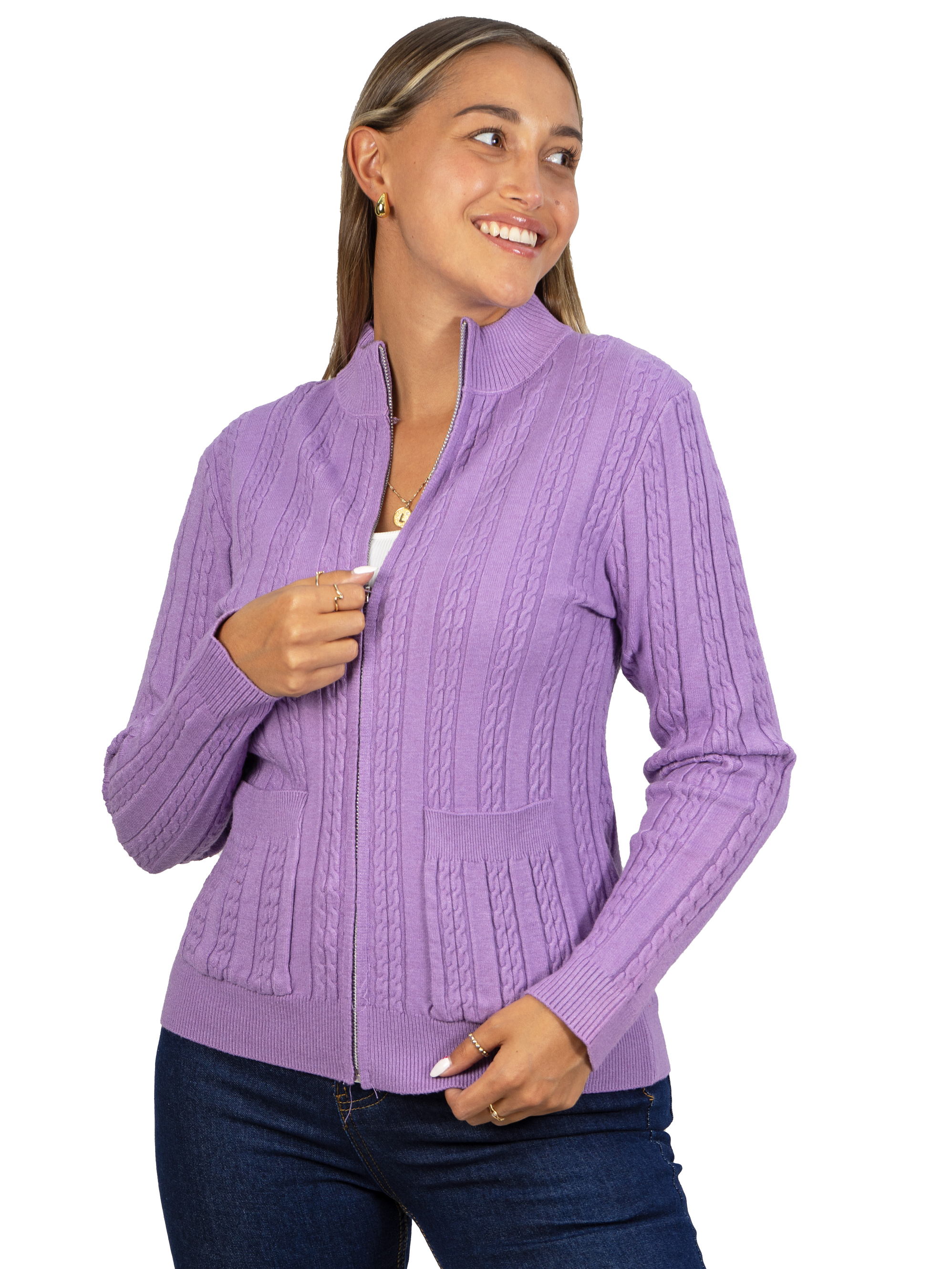 Chaleco mujer cierre texturado colores 1