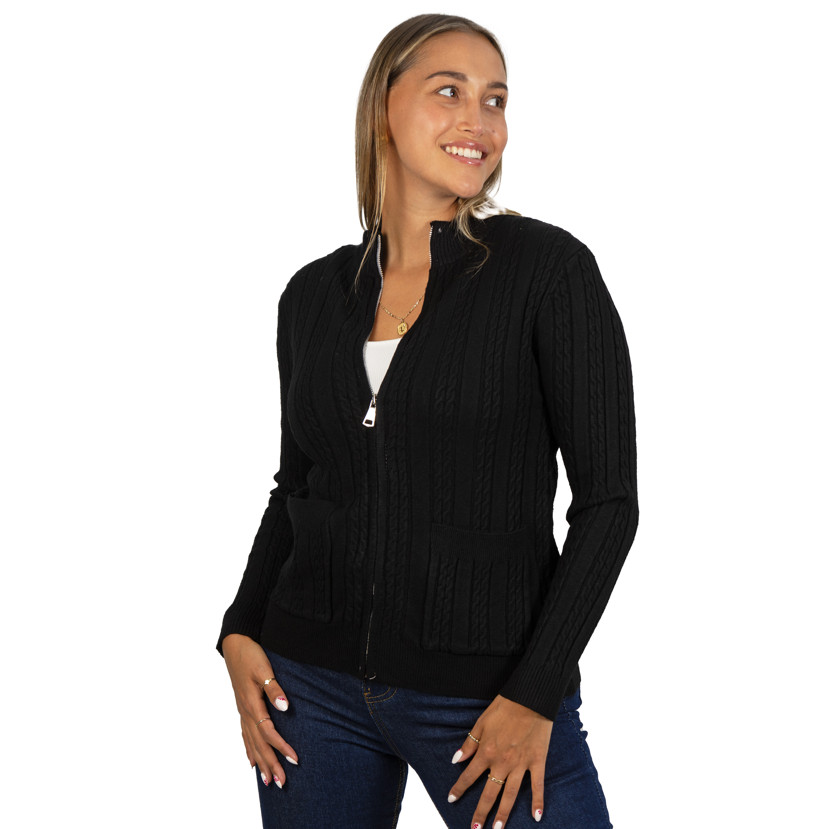 Chaleco mujer cierre texturado colores 12