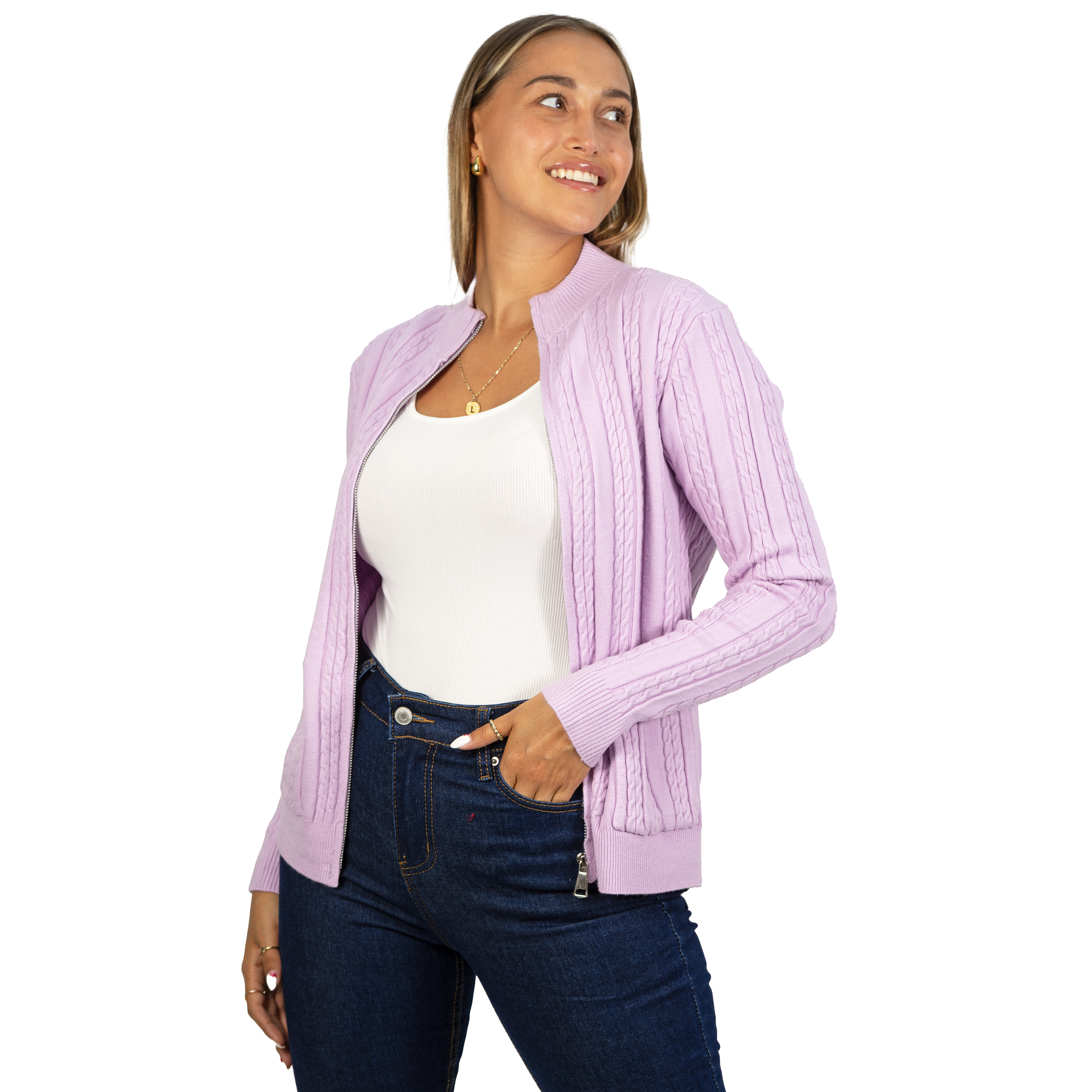 Chaleco mujer cierre texturado colores 17