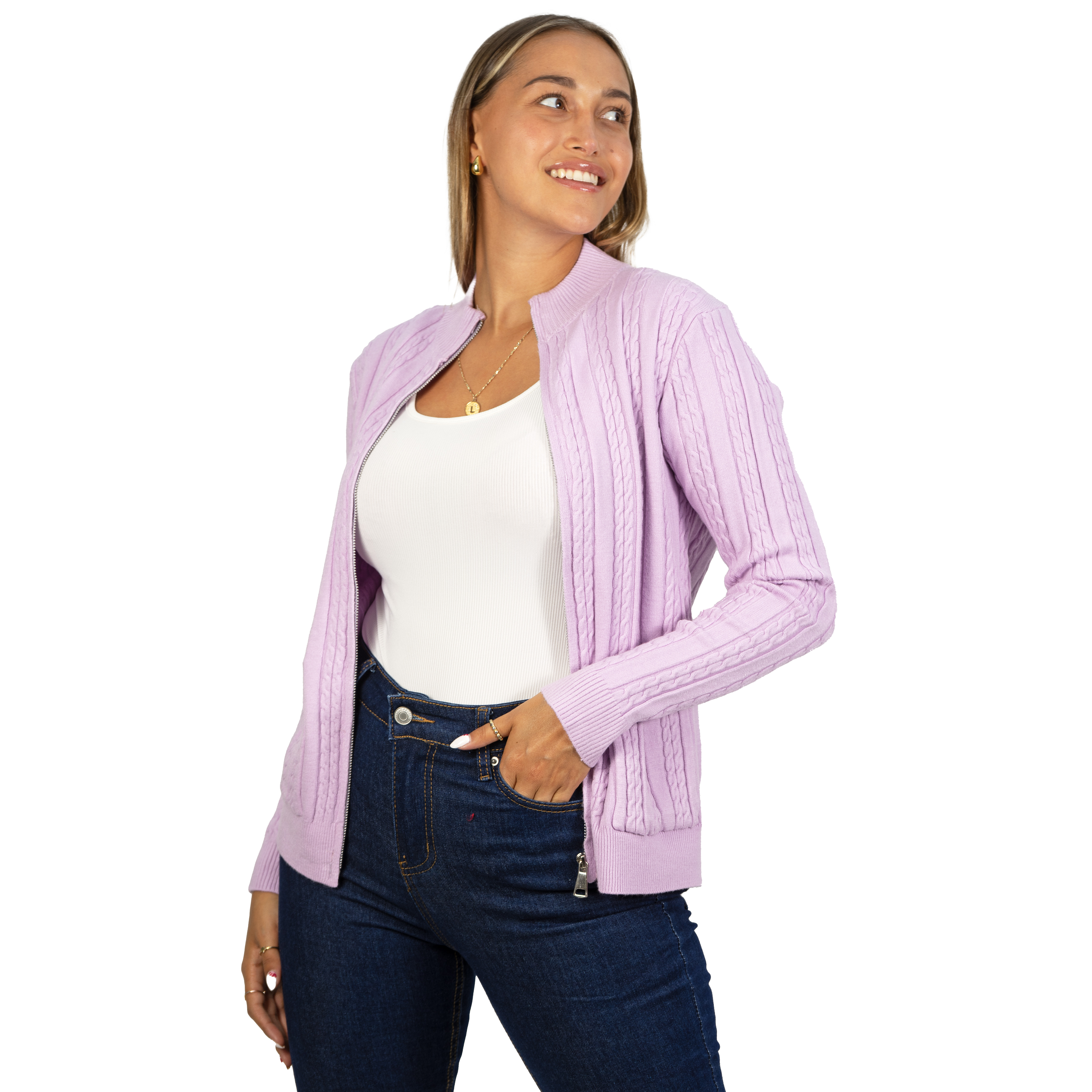 Chaleco mujer cierre texturado colores 17