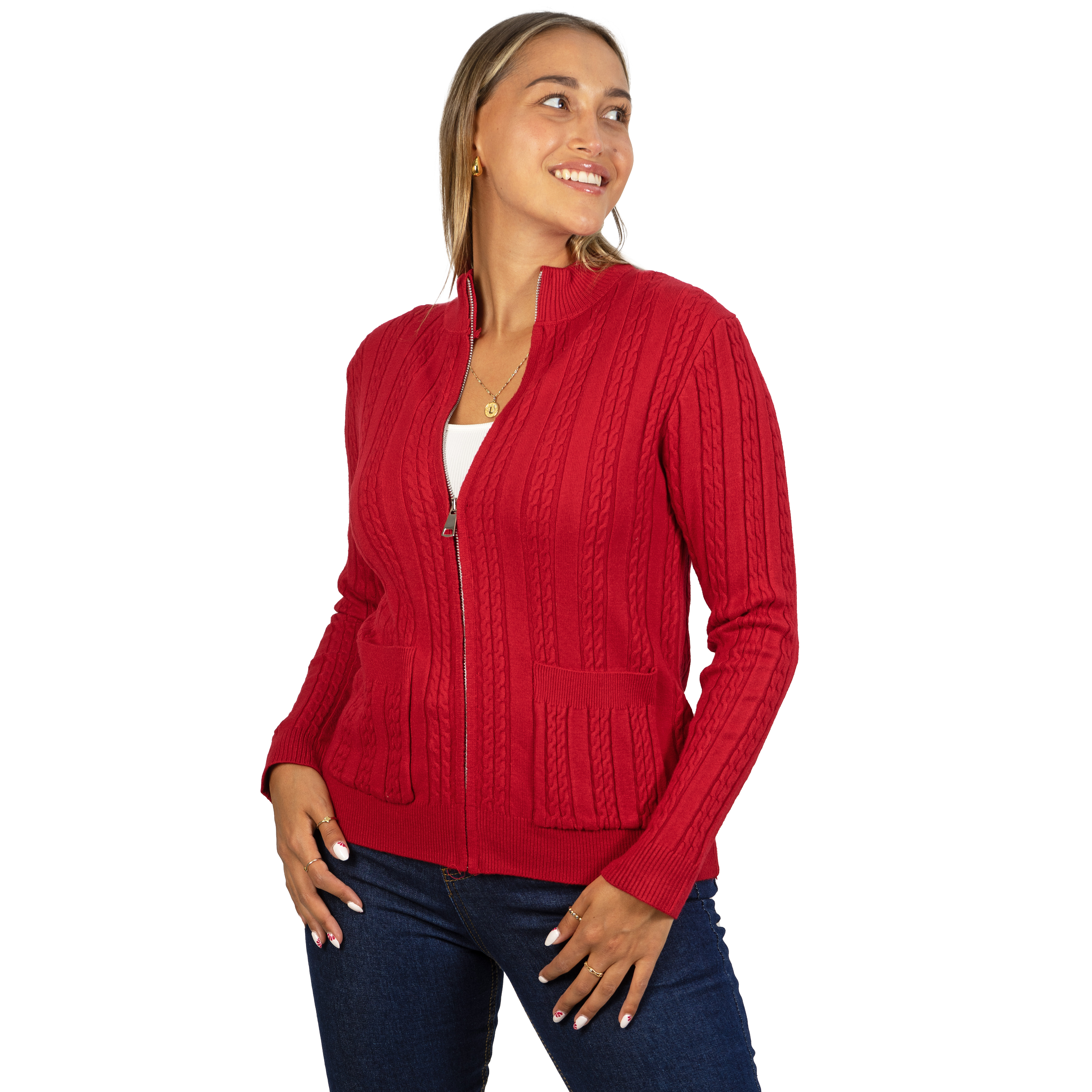 Chaleco mujer cierre texturado colores 21