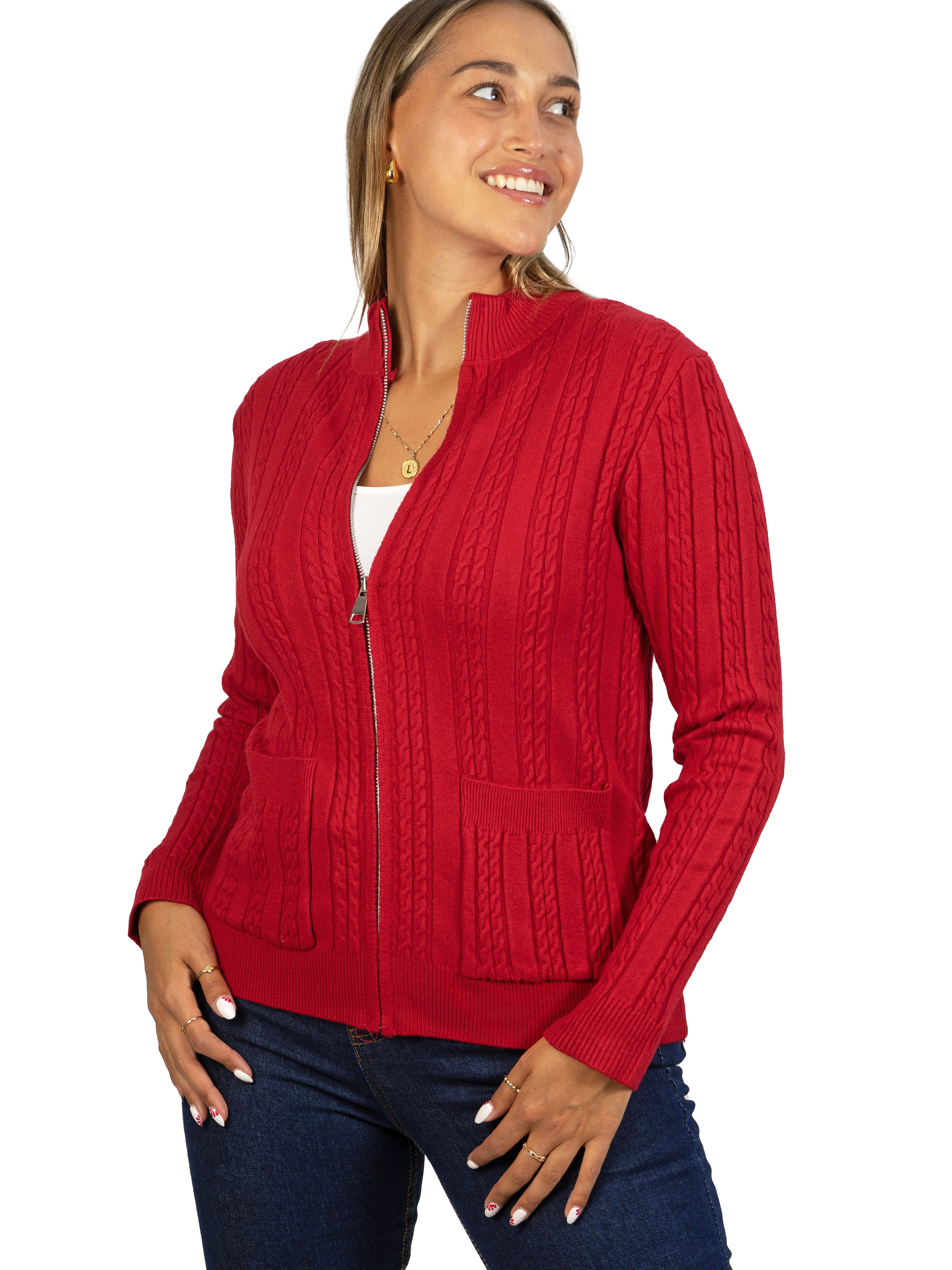 Chaleco mujer cierre texturado colores 21