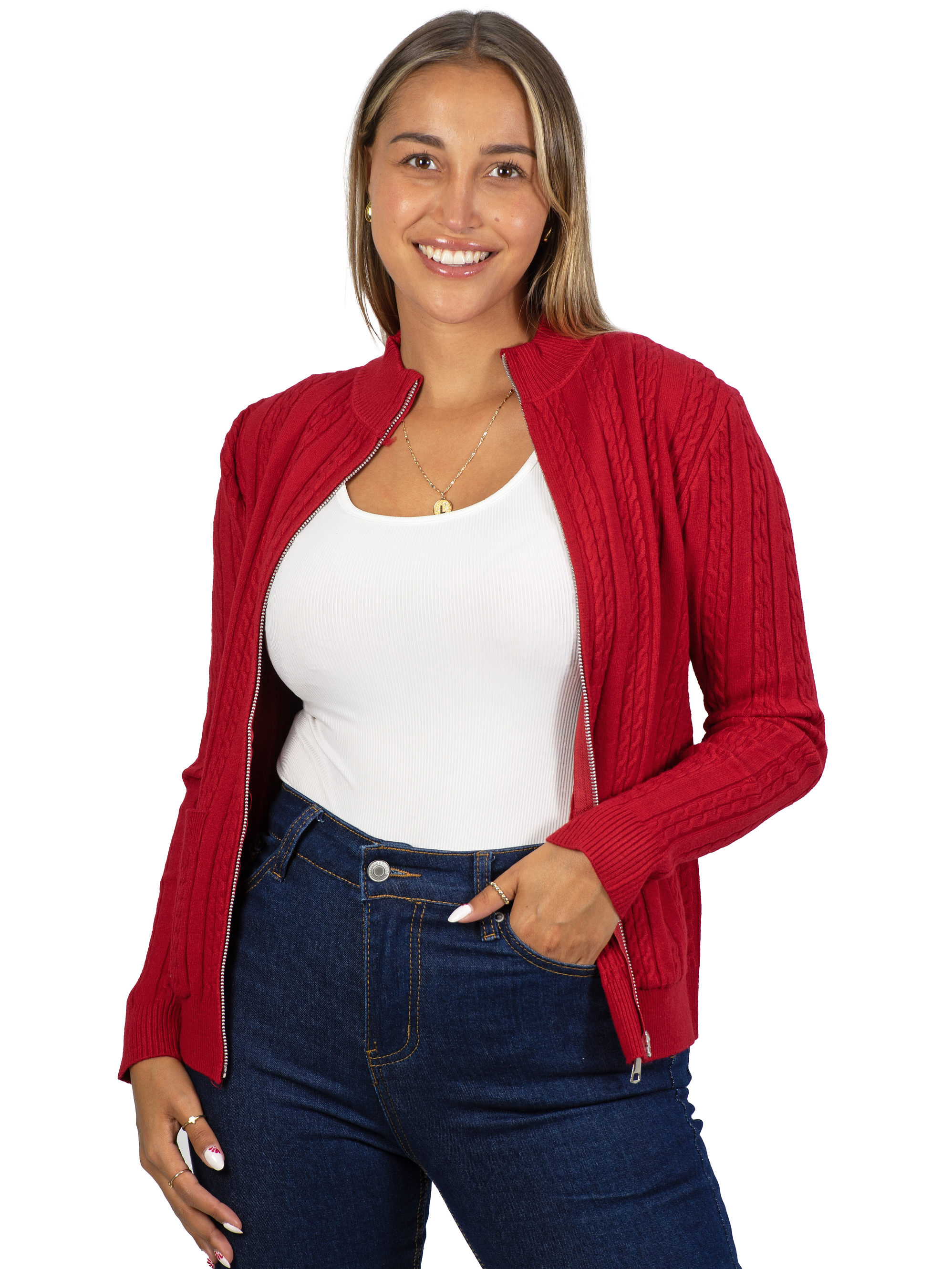 Chaleco mujer cierre texturado colores 23