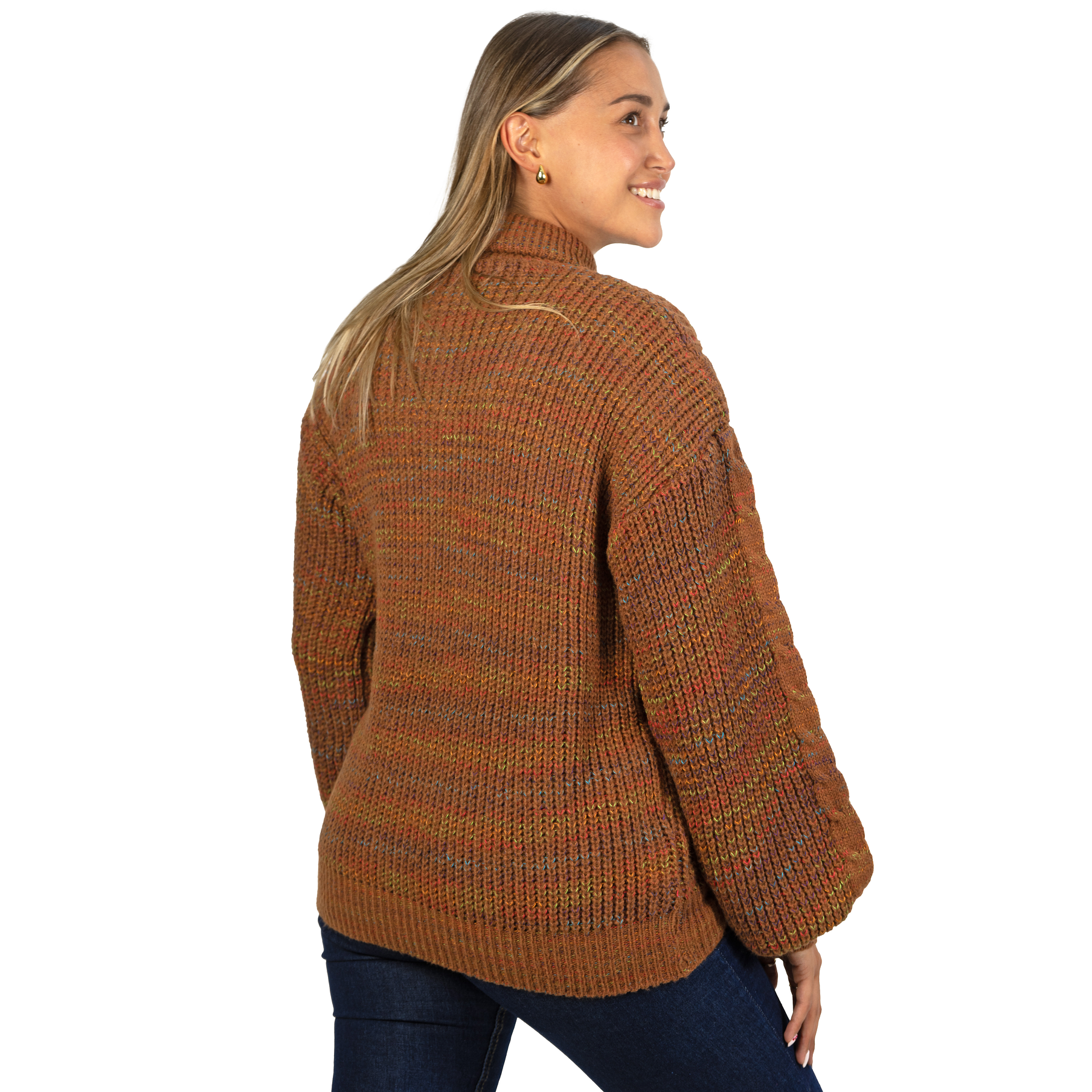 Chaleco mujer lana reciclada jaspeado manga englobada colores 2