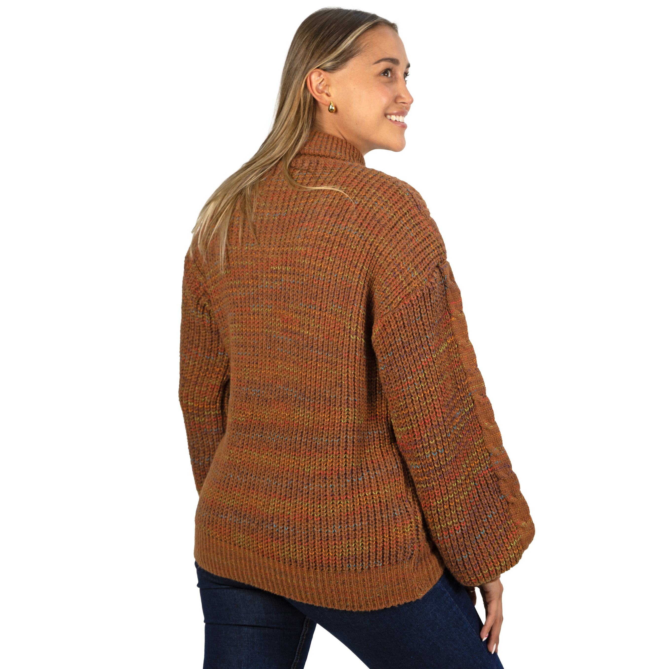 Chaleco mujer lana reciclada jaspeado manga englobada colores 2