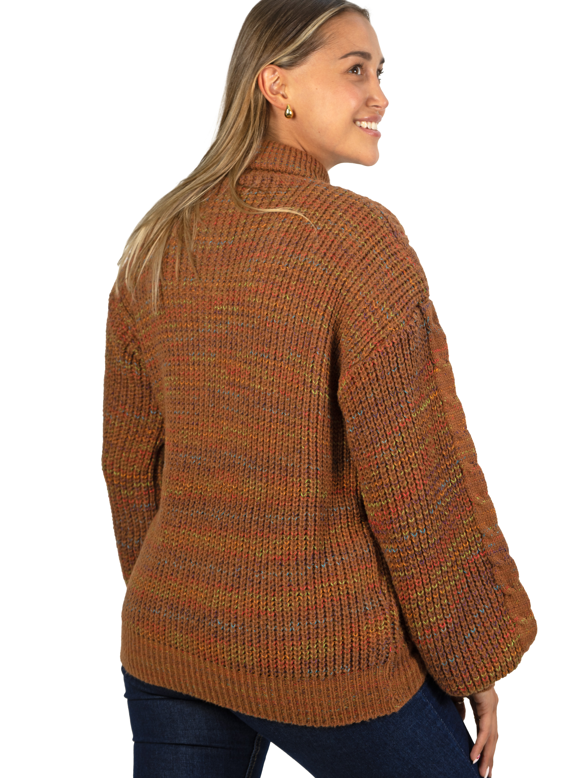 Chaleco mujer lana reciclada jaspeado manga englobada colores 2