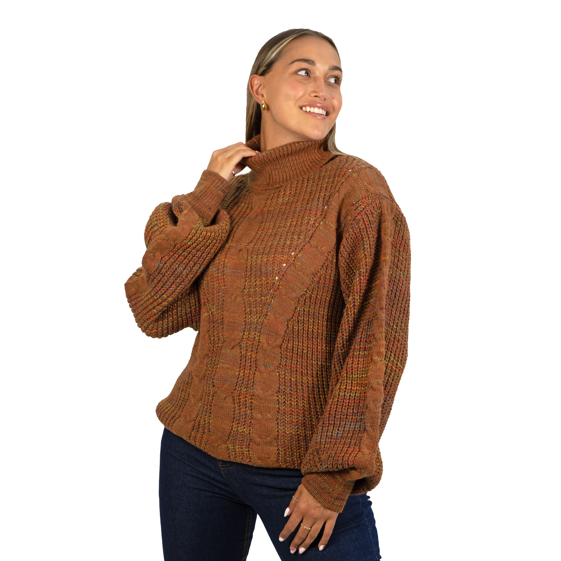 Chaleco mujer lana reciclada jaspeado manga englobada colores 1