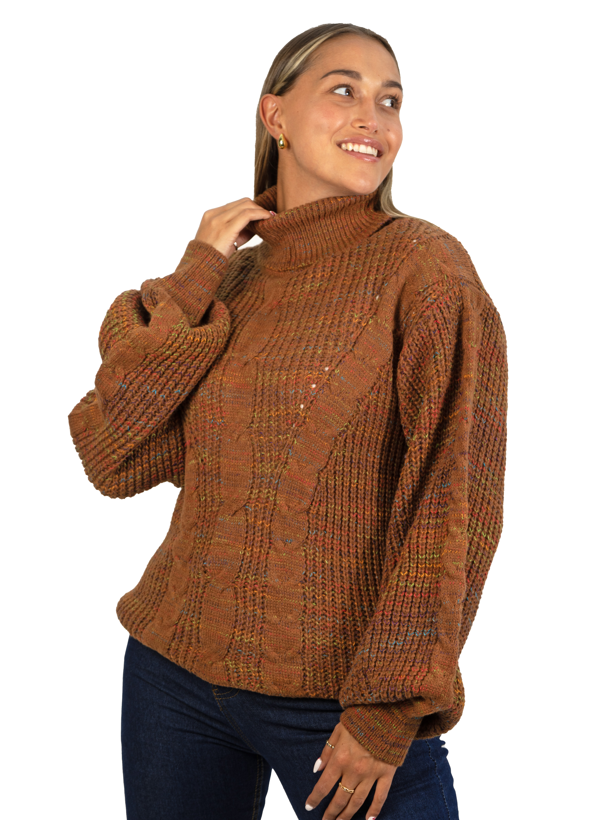 Chaleco mujer lana reciclada jaspeado manga englobada colores 1