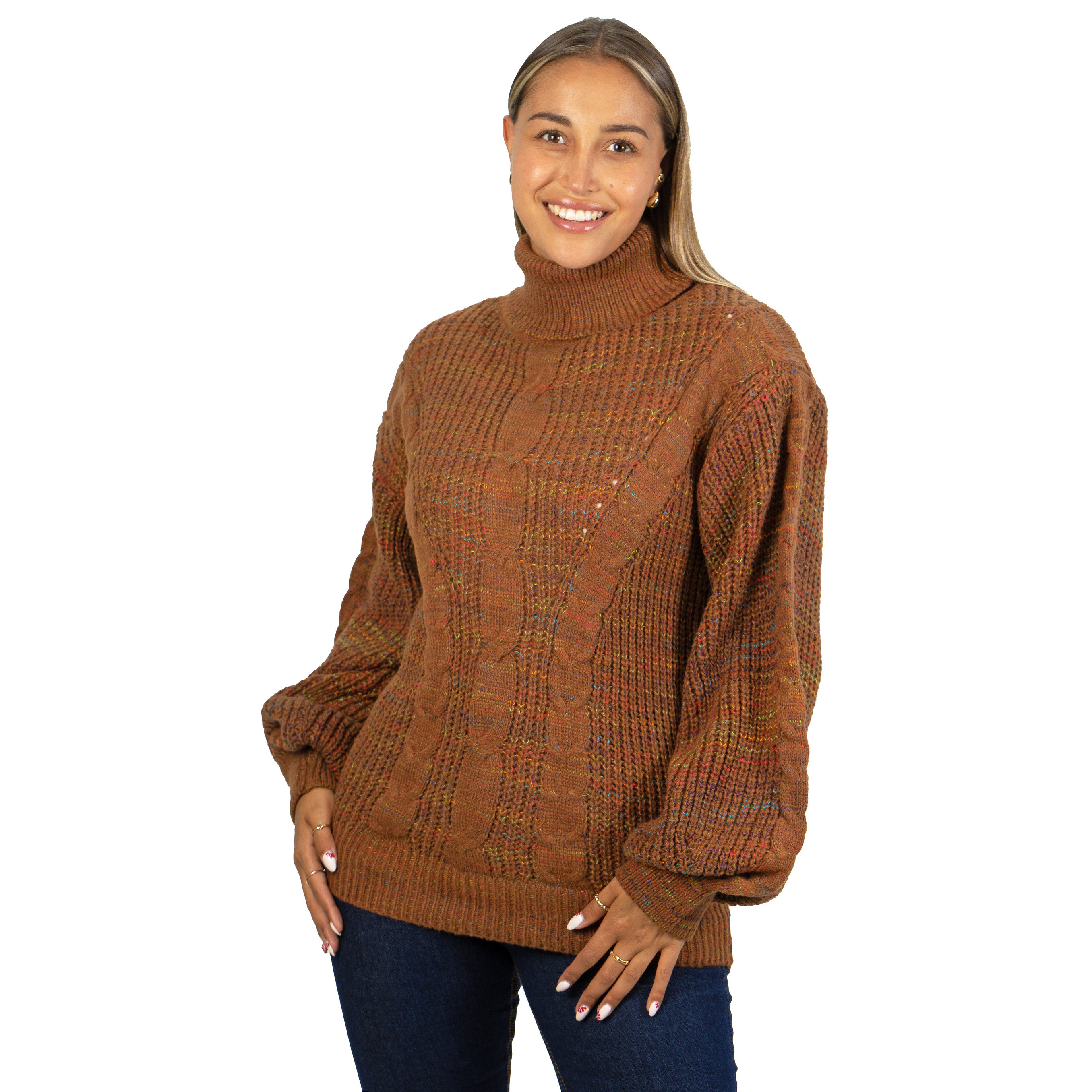 Chaleco mujer lana reciclada jaspeado manga englobada colores 3