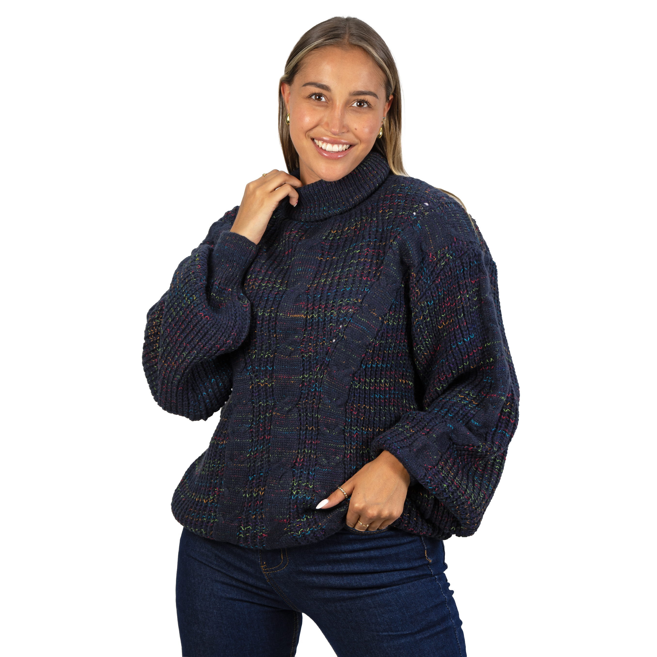 Chaleco mujer lana reciclada jaspeado manga englobada colores 8