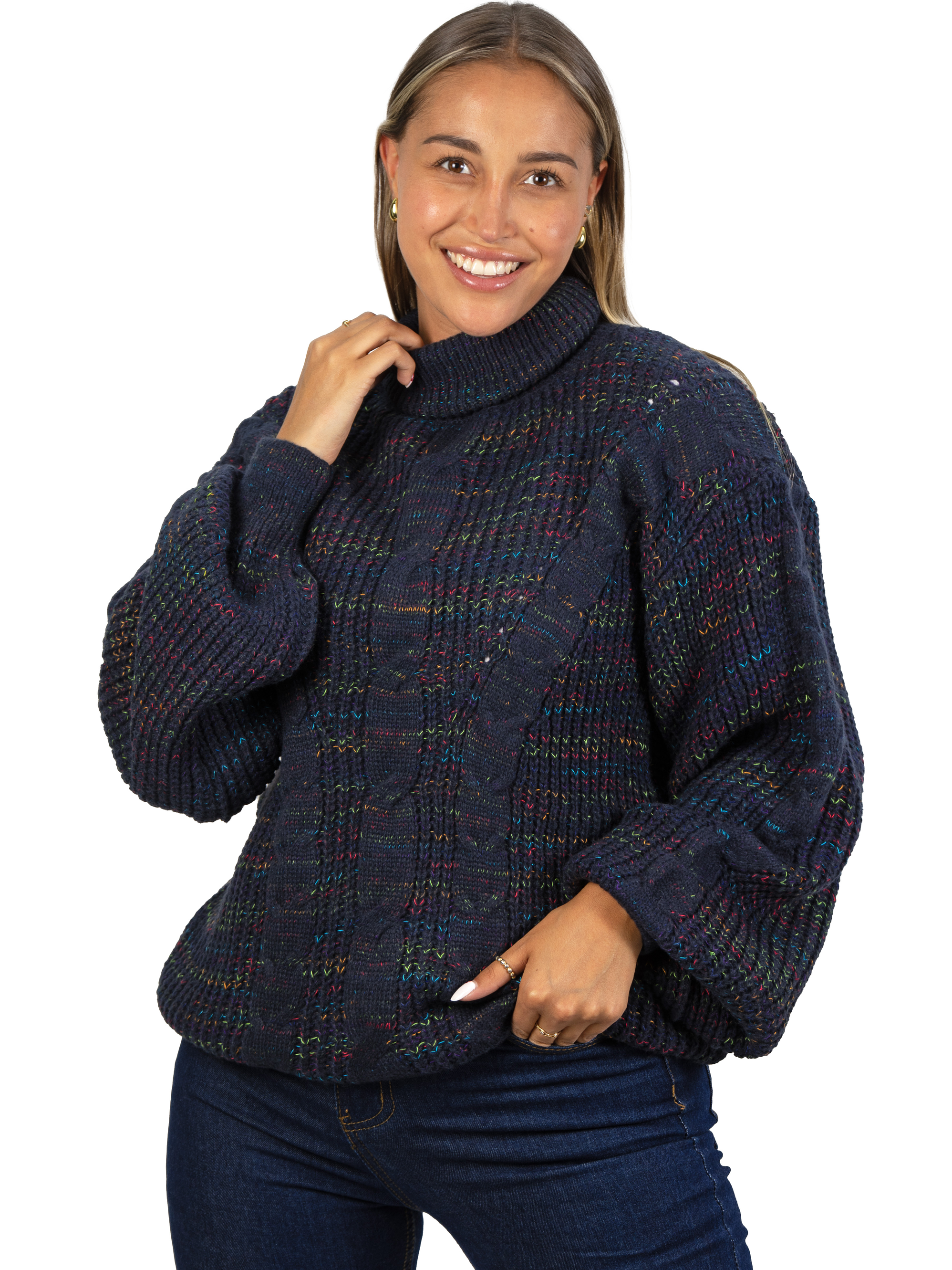 Chaleco mujer lana reciclada jaspeado manga englobada colores 8