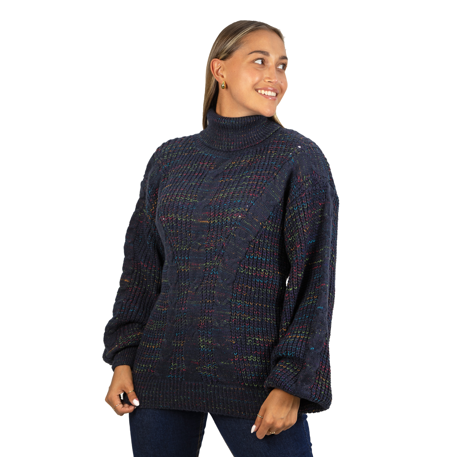 Chaleco mujer lana reciclada jaspeado manga englobada colores 9