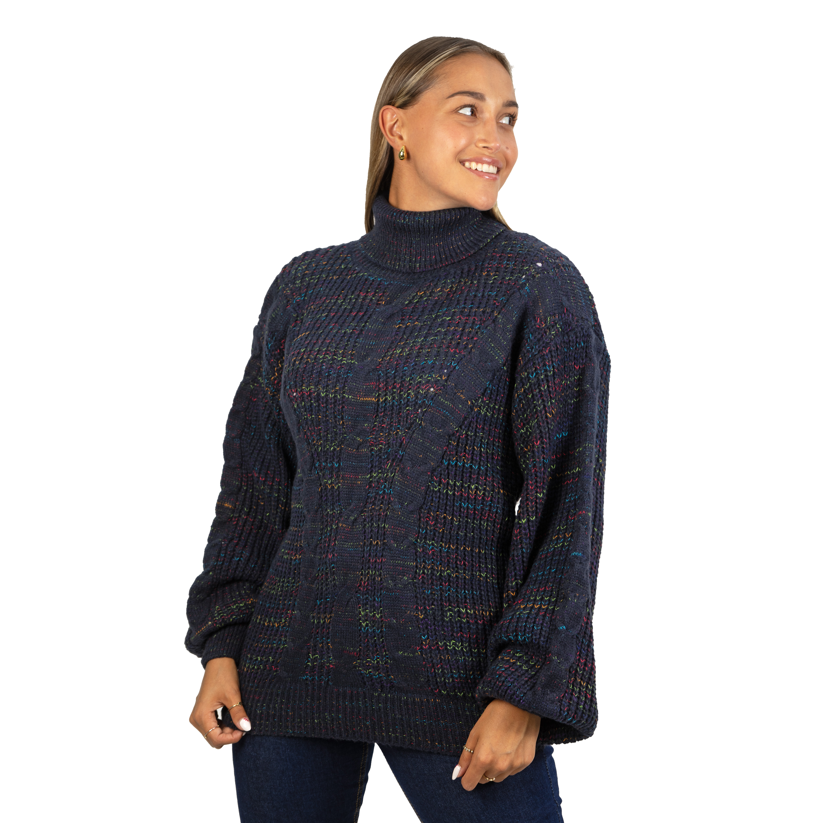 Chaleco mujer lana reciclada jaspeado manga englobada colores 9