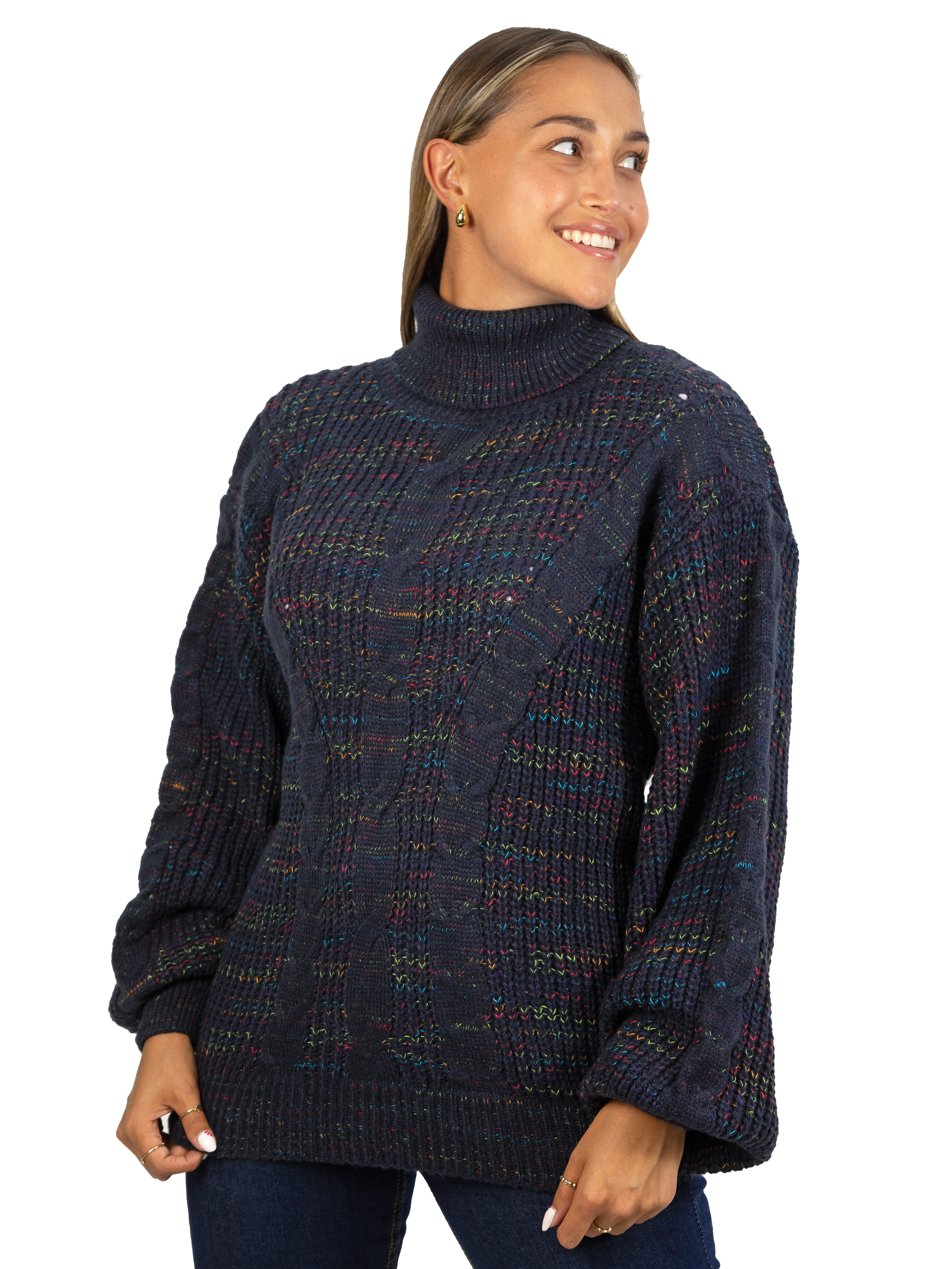 Chaleco mujer lana reciclada jaspeado manga englobada colores 9