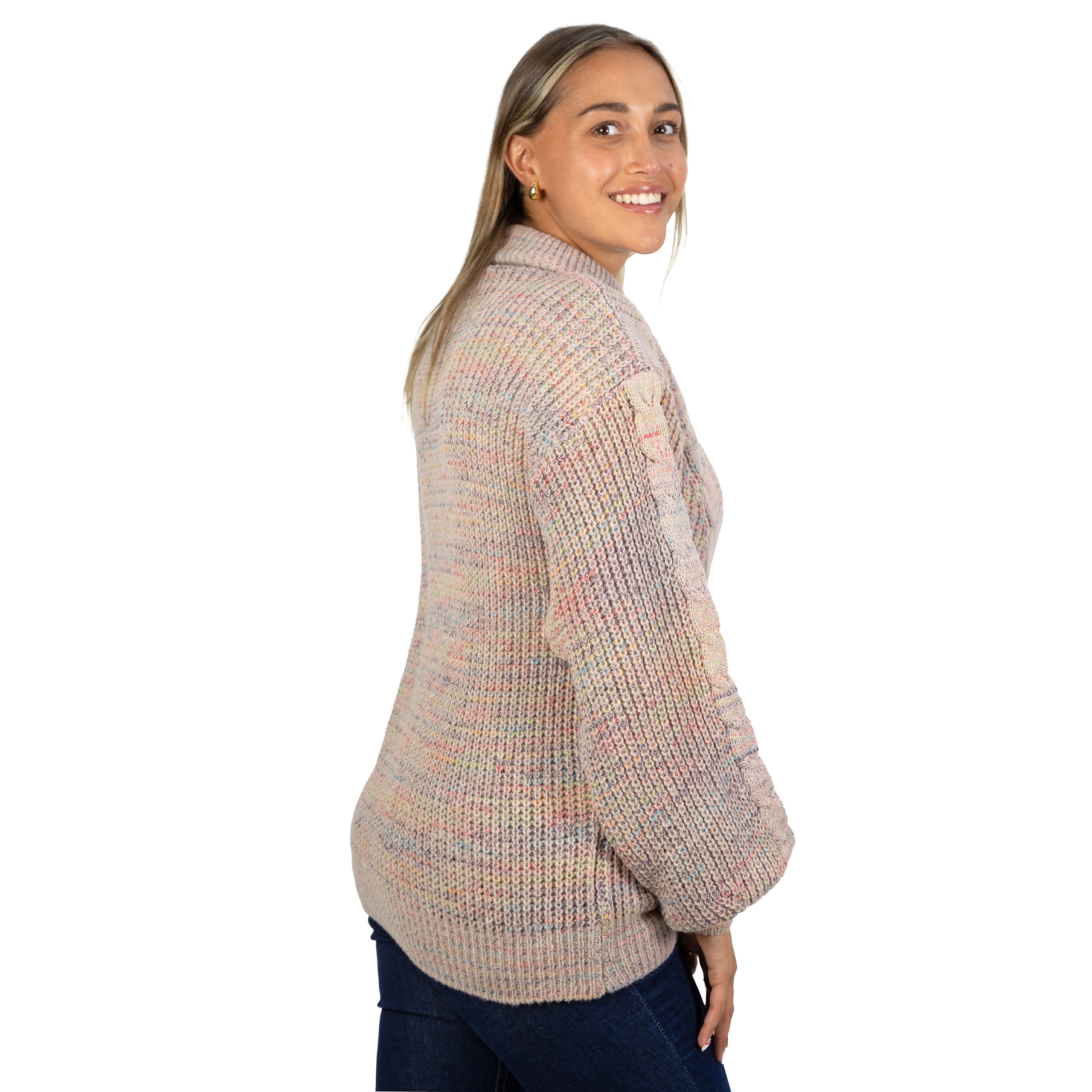 Chaleco mujer lana reciclada jaspeado manga englobada colores 10