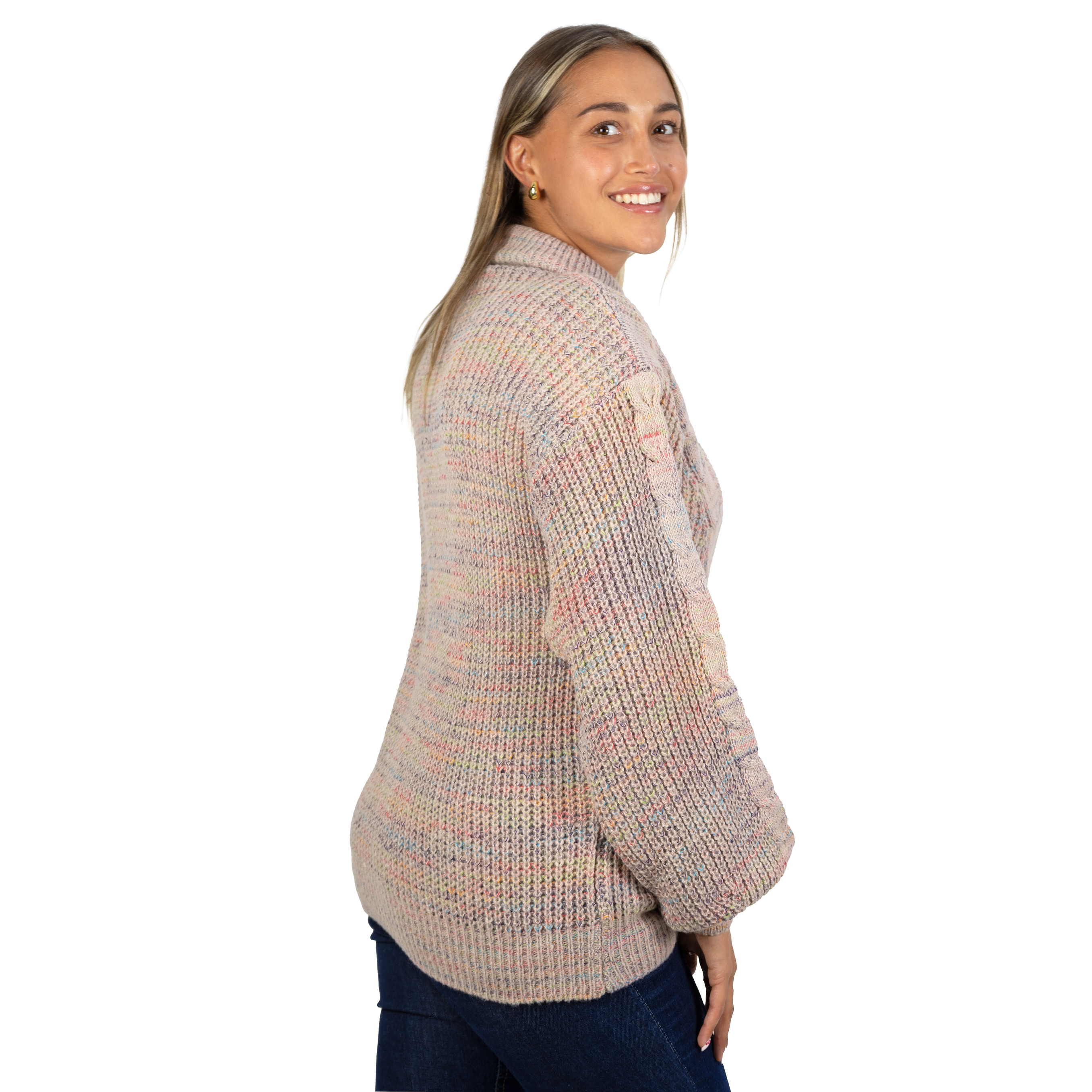 Chaleco mujer lana reciclada jaspeado manga englobada colores 10