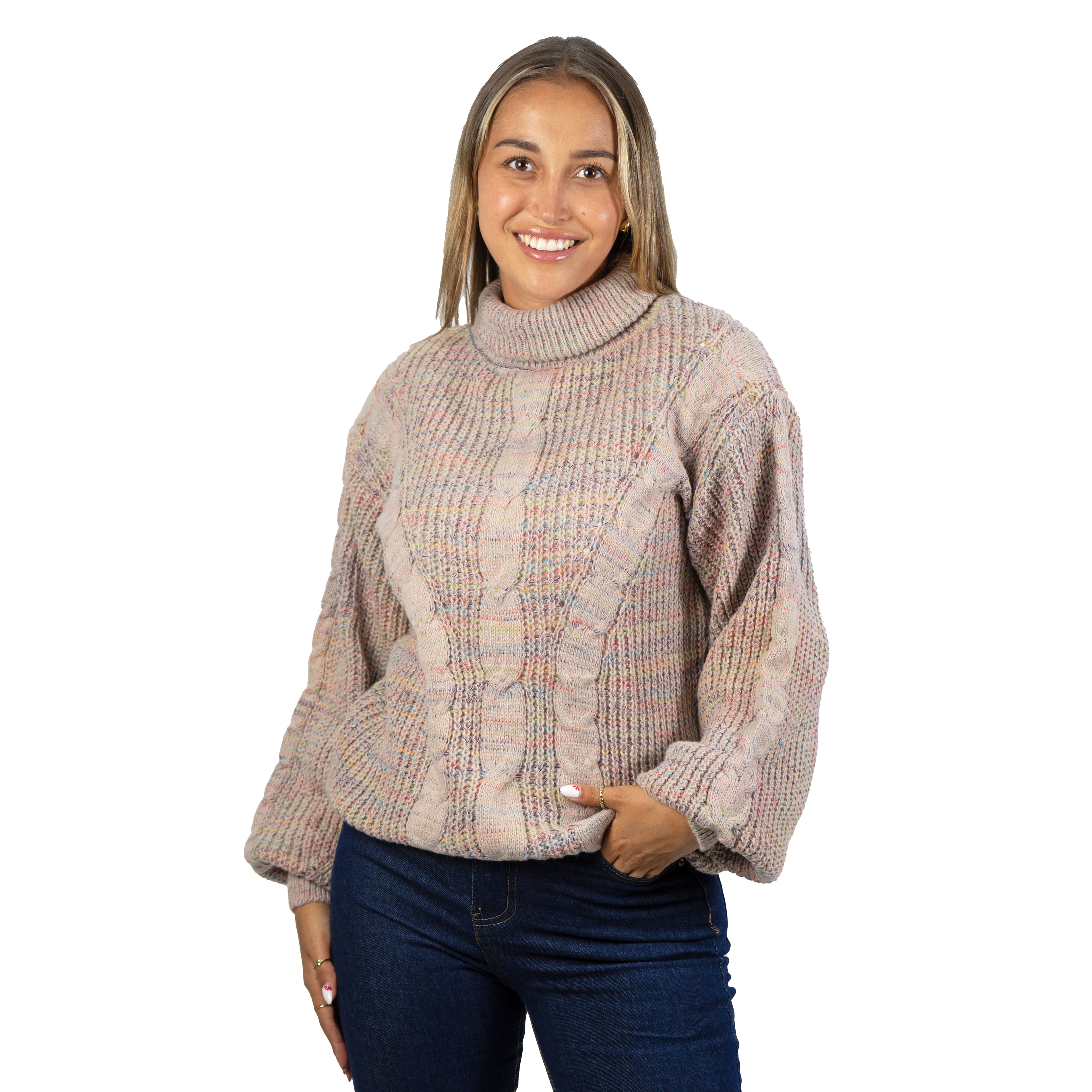 Chaleco mujer lana reciclada jaspeado manga englobada colores 11