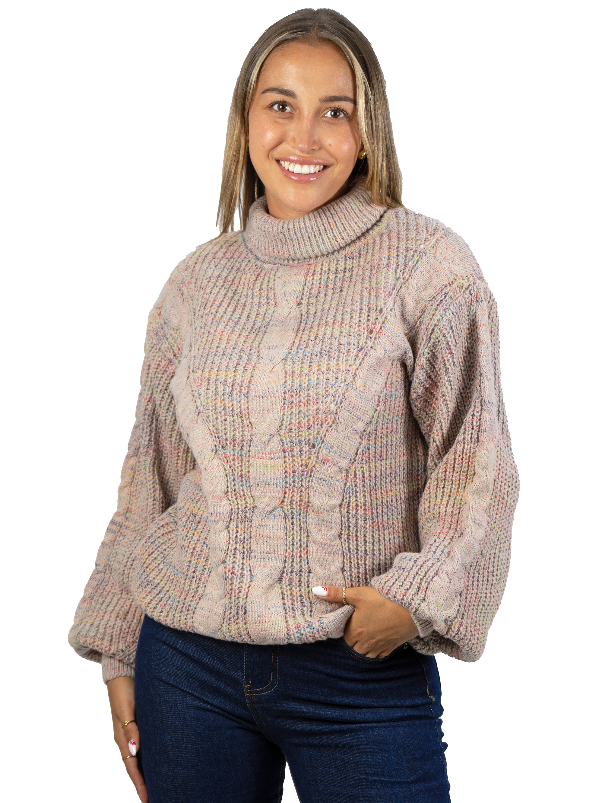 Chaleco mujer lana reciclada jaspeado manga englobada colores 11