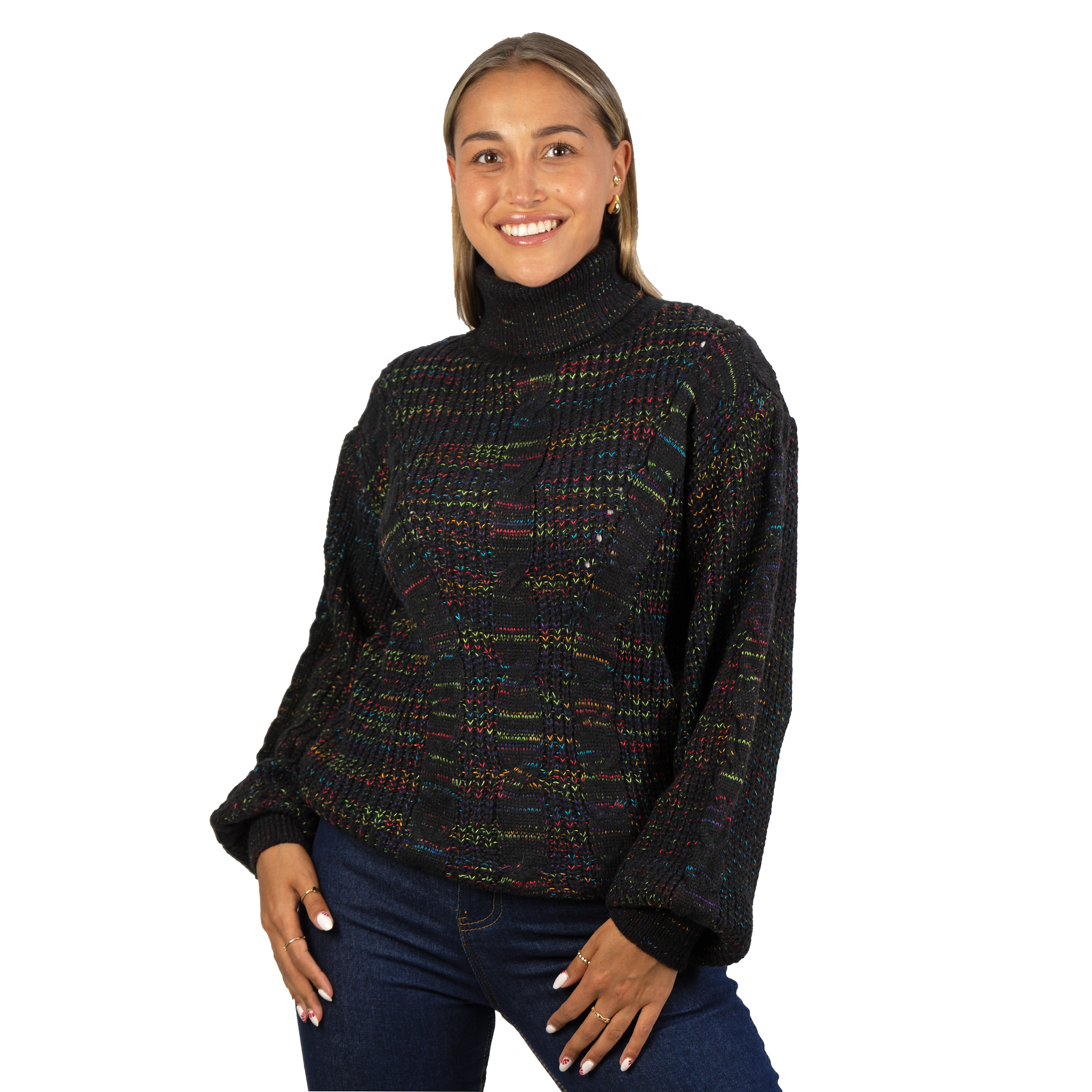 Chaleco mujer lana reciclada jaspeado manga englobada colores 12