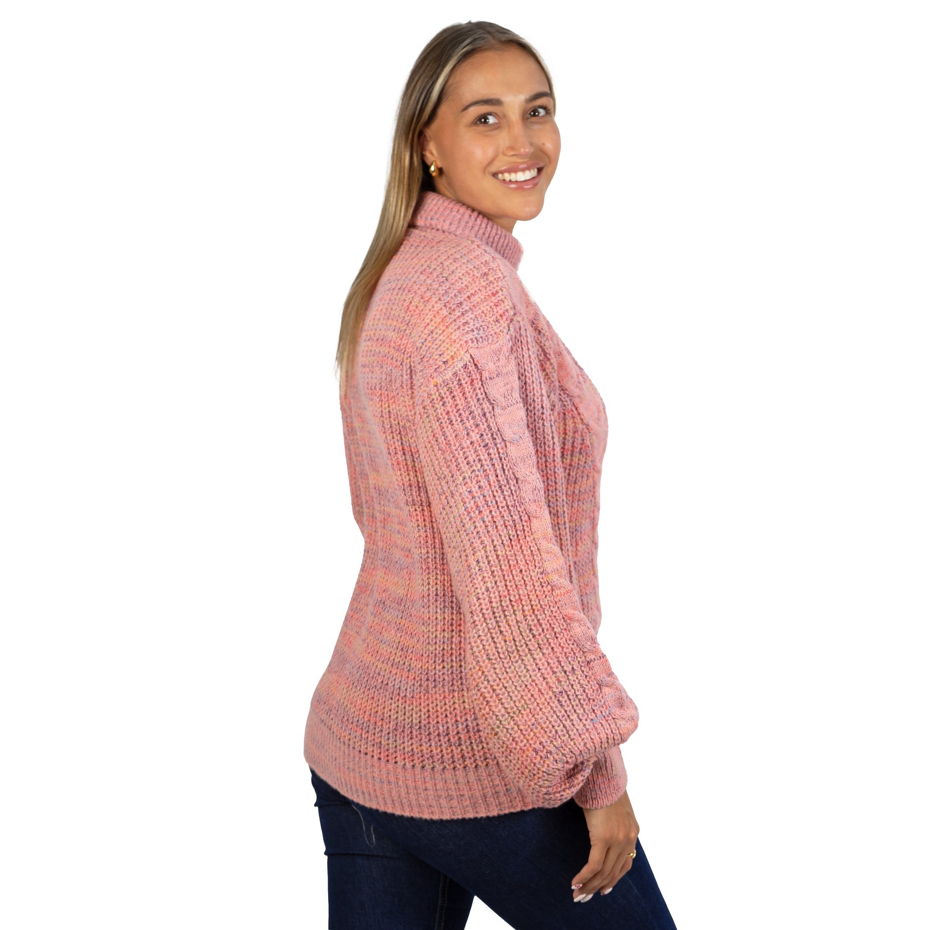 Chaleco mujer lana reciclada jaspeado manga englobada colores 14