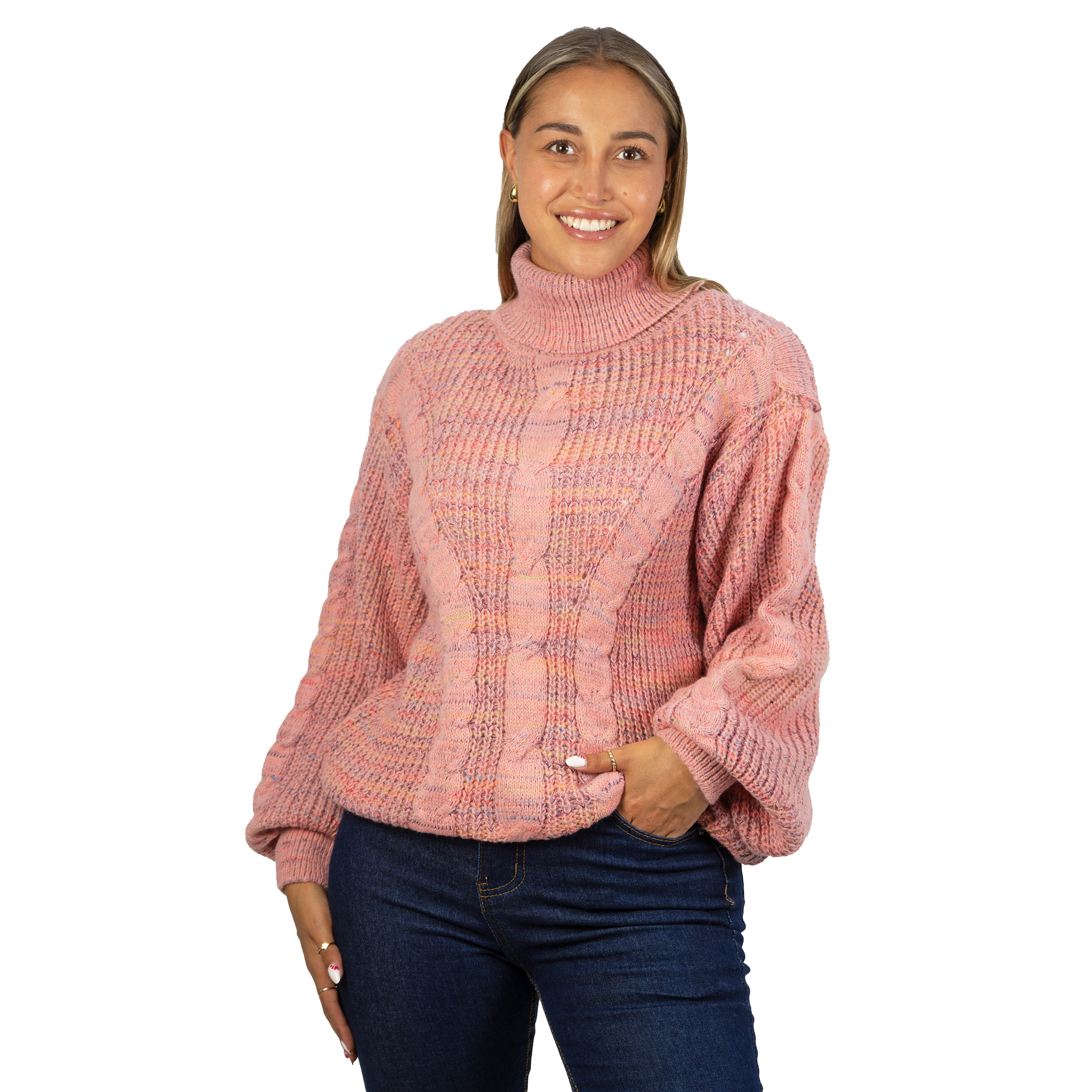 Chaleco mujer lana reciclada jaspeado manga englobada colores 15