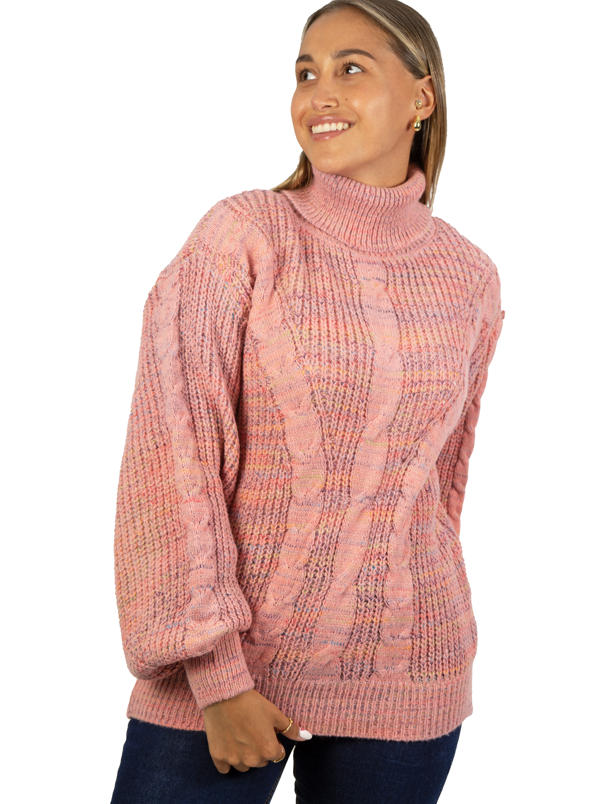 Chaleco mujer lana reciclada jaspeado manga englobada colores 16