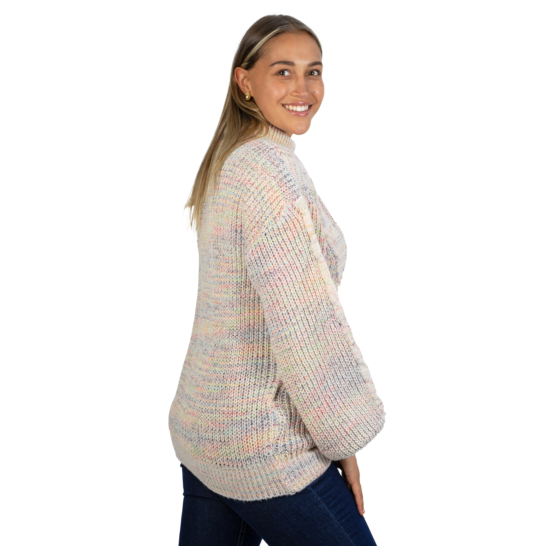 Chaleco mujer lana reciclada jaspeado manga englobada colores 17