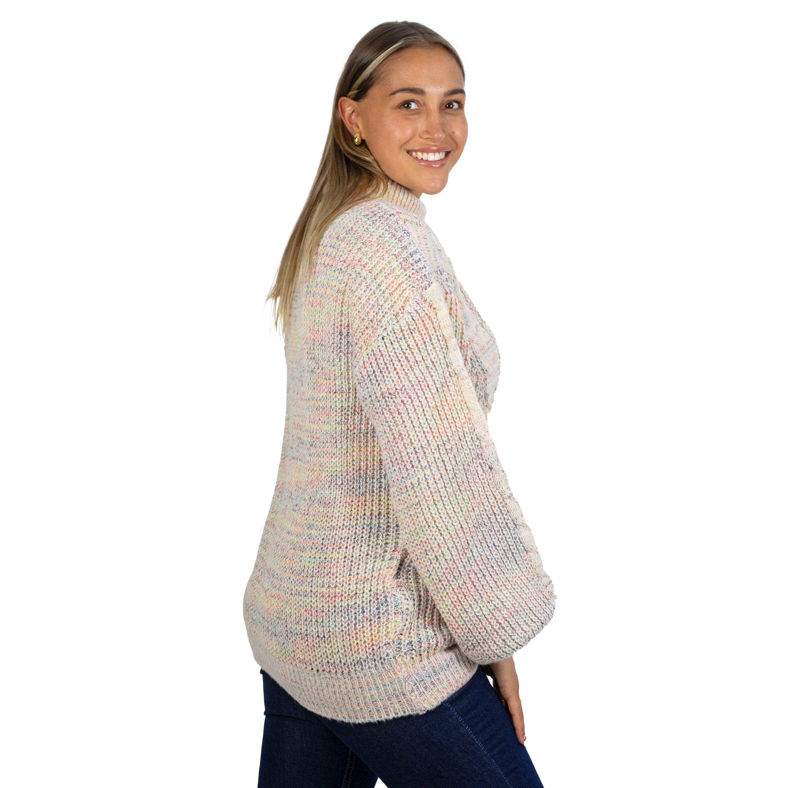 Chaleco mujer lana reciclada jaspeado manga englobada colores 17