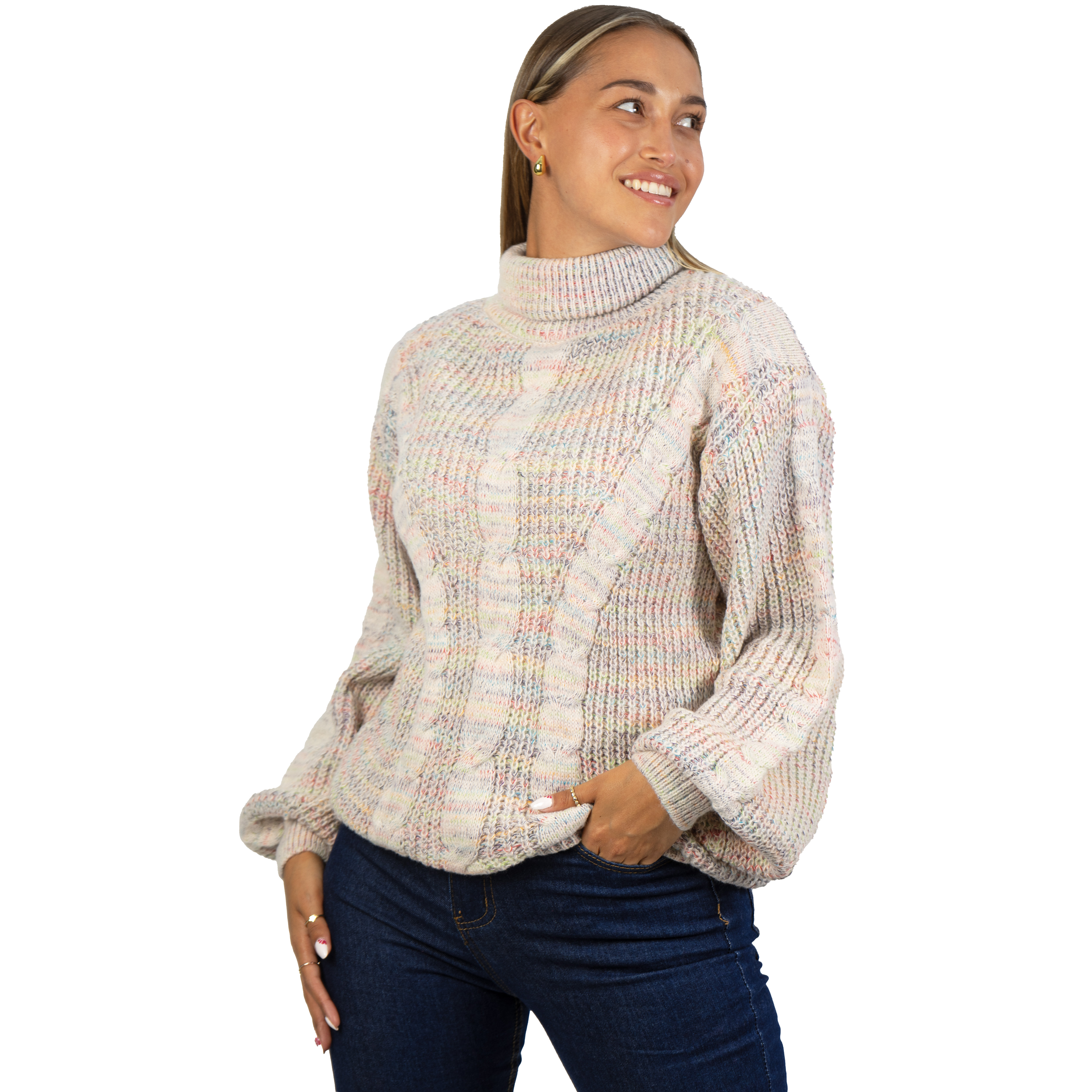 Chaleco mujer lana reciclada jaspeado manga englobada colores 18