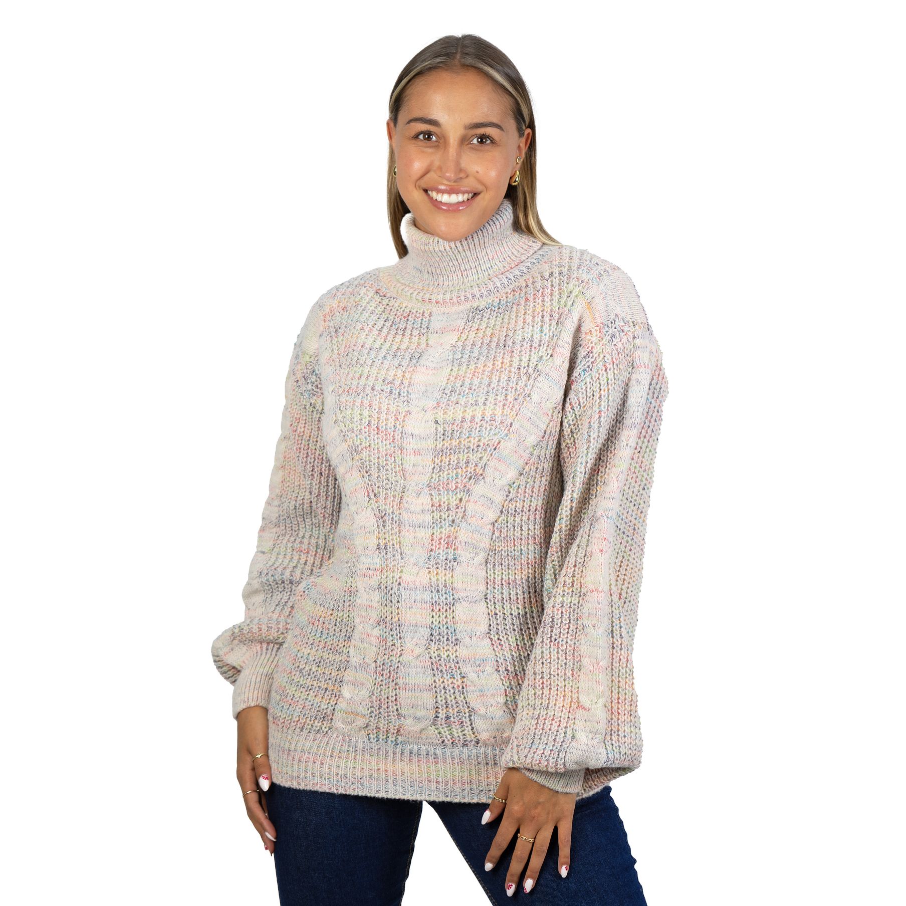 Chaleco mujer lana reciclada jaspeado manga englobada colores 19