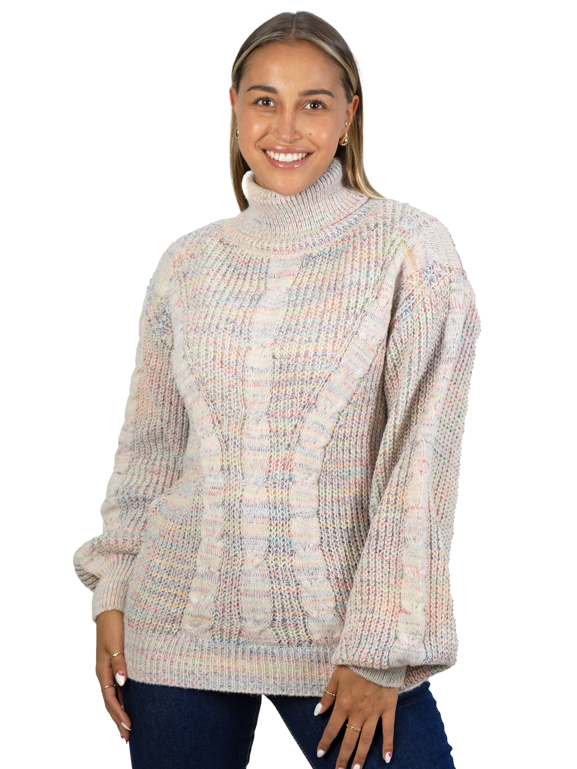 Chaleco mujer lana reciclada jaspeado manga englobada colores 19