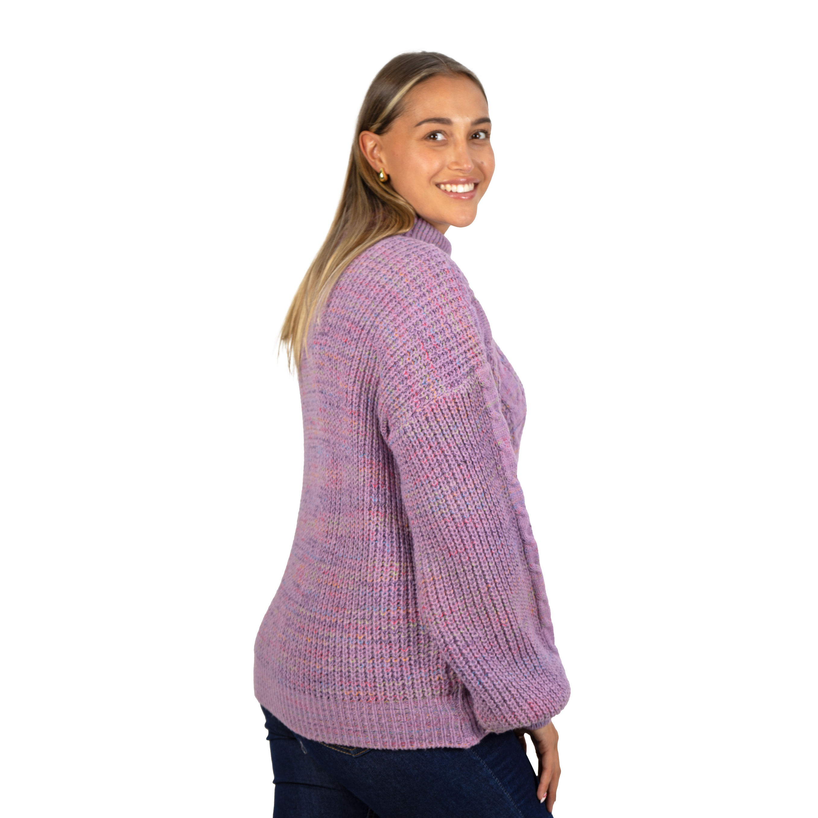 Chaleco mujer lana reciclada jaspeado manga englobada colores 20