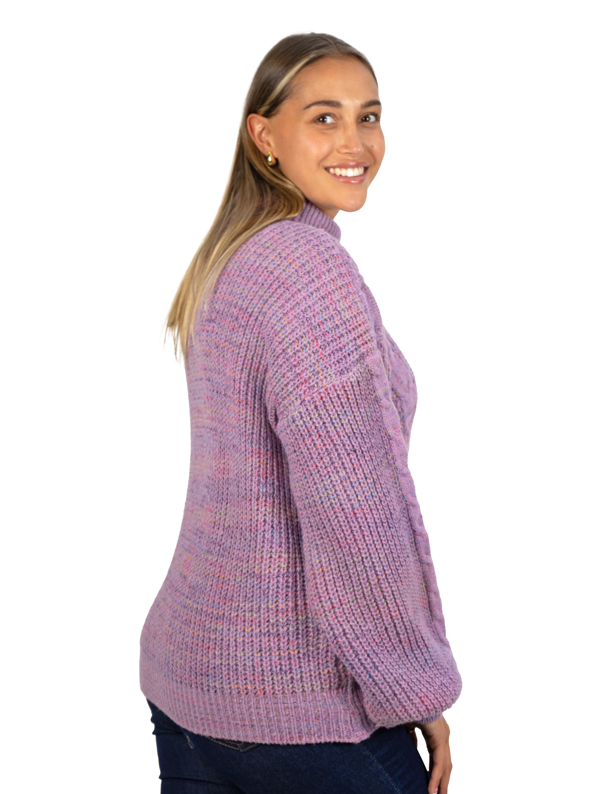 Chaleco mujer lana reciclada jaspeado manga englobada colores 20