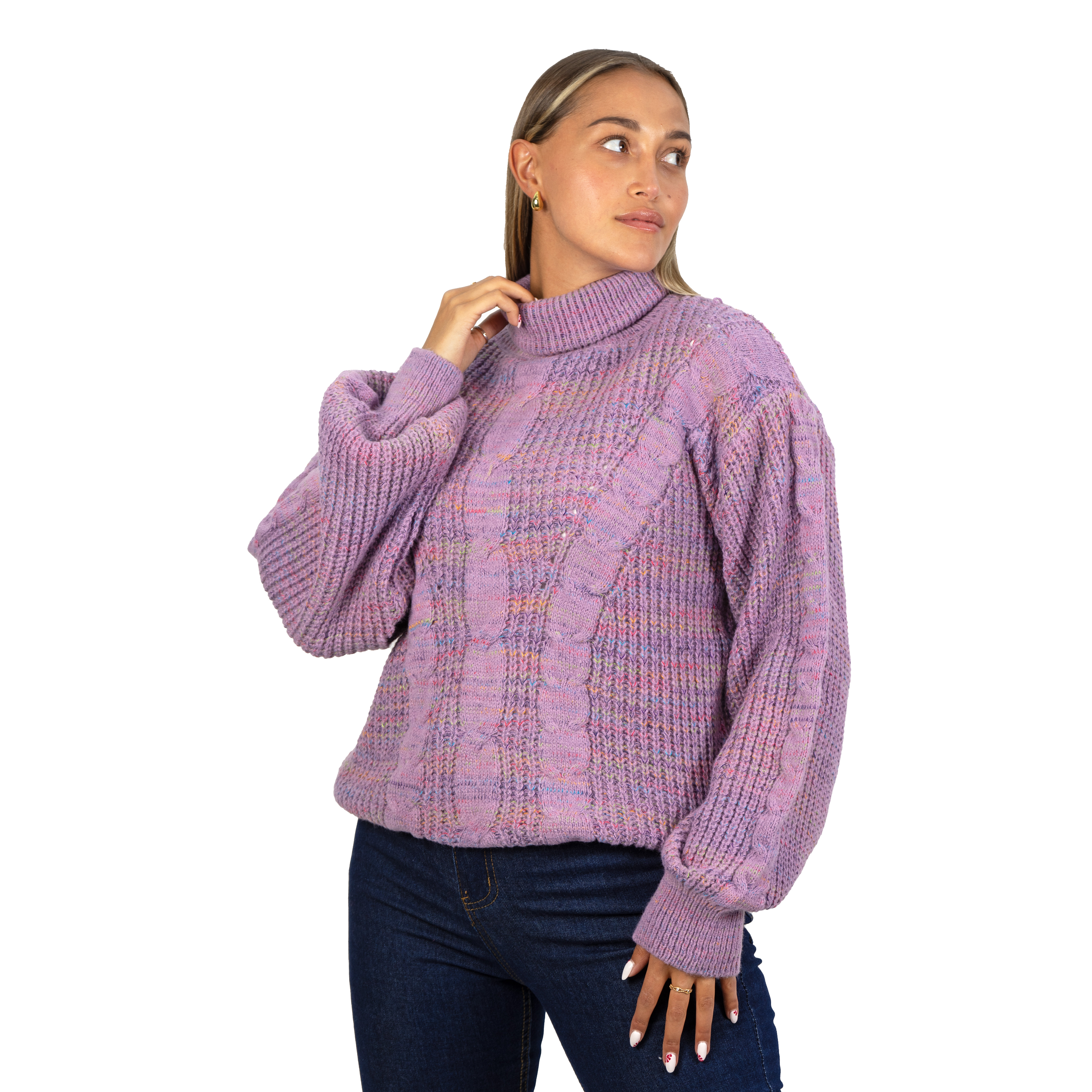 Chaleco mujer lana reciclada jaspeado manga englobada colores 21