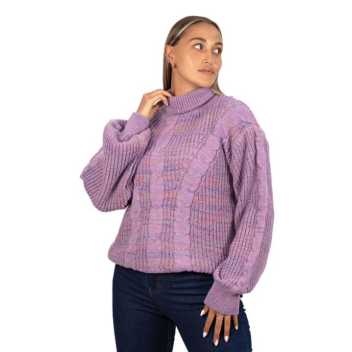 Chaleco mujer lana reciclada jaspeado manga englobada colores 21